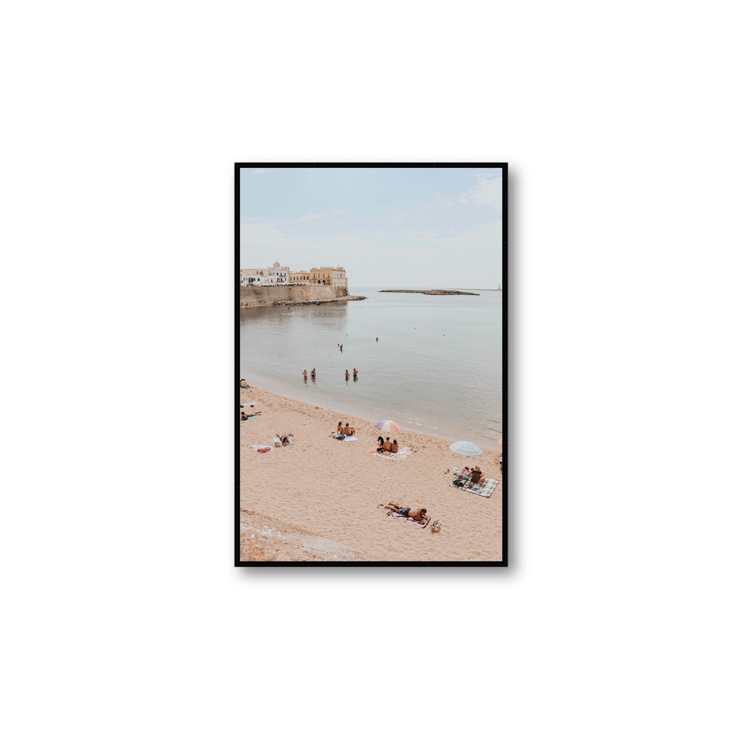 Spiaggia della Purita Puglia coastal art print Large fine art canvas in black float frame