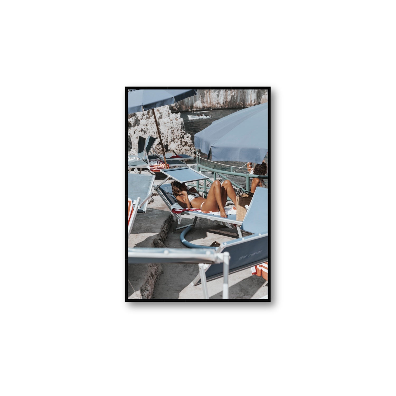 Beach Babe fine art print, Capri, Italy, Large, Black Float Frame, Fine Art Canvas
