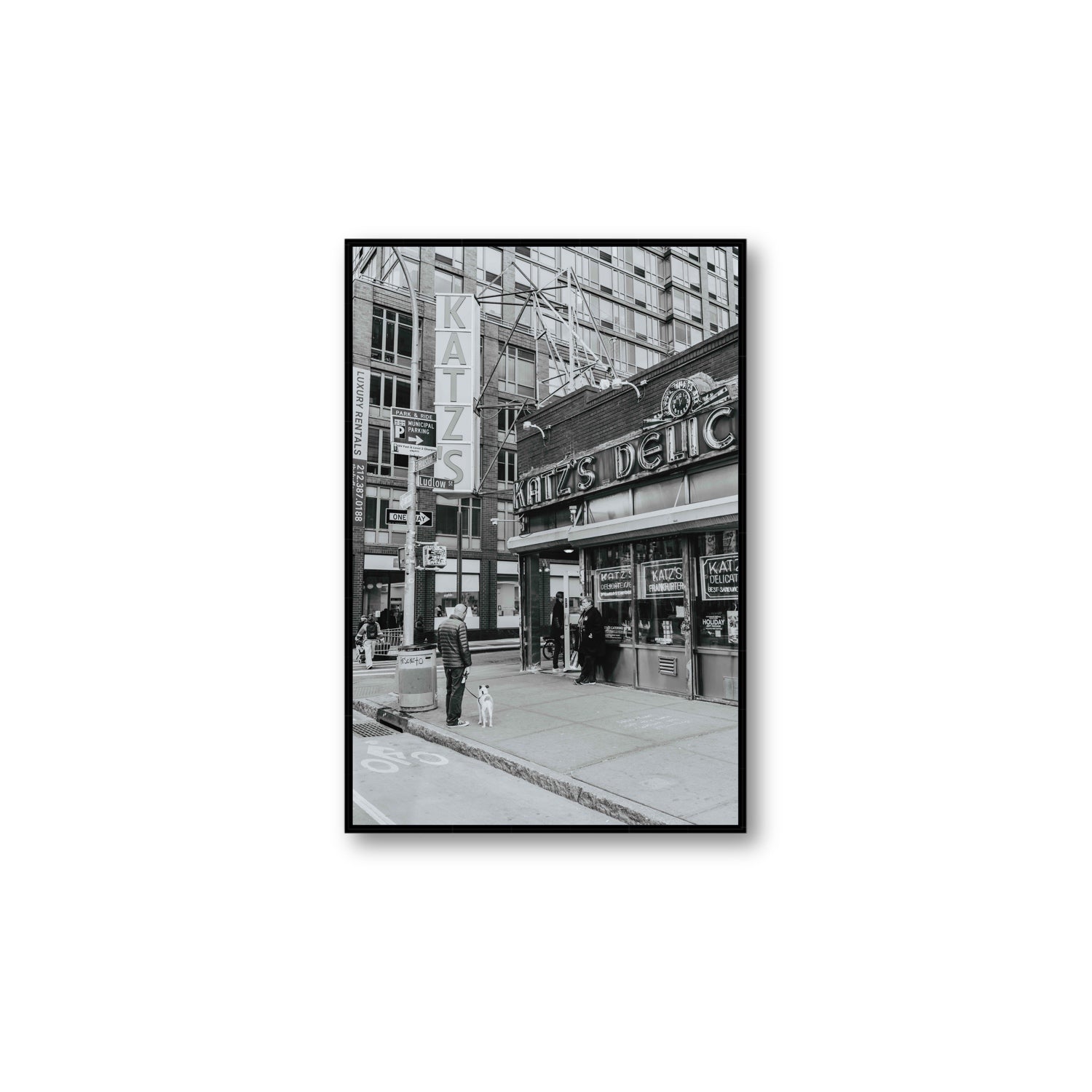 Graphite Gotham New York NYC Black & White wall art Large fine art canvas in black float frame