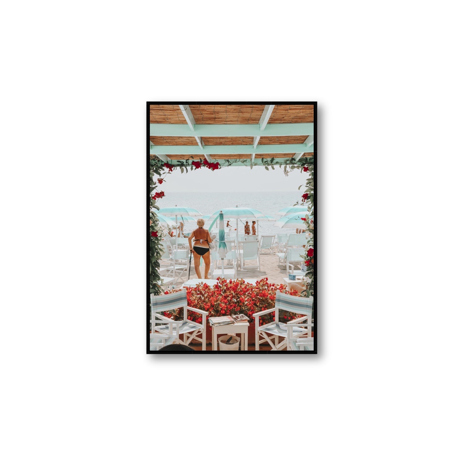 Nonna's Italian Escape Alassio Italian wall art Large fine art canvas in black float frame