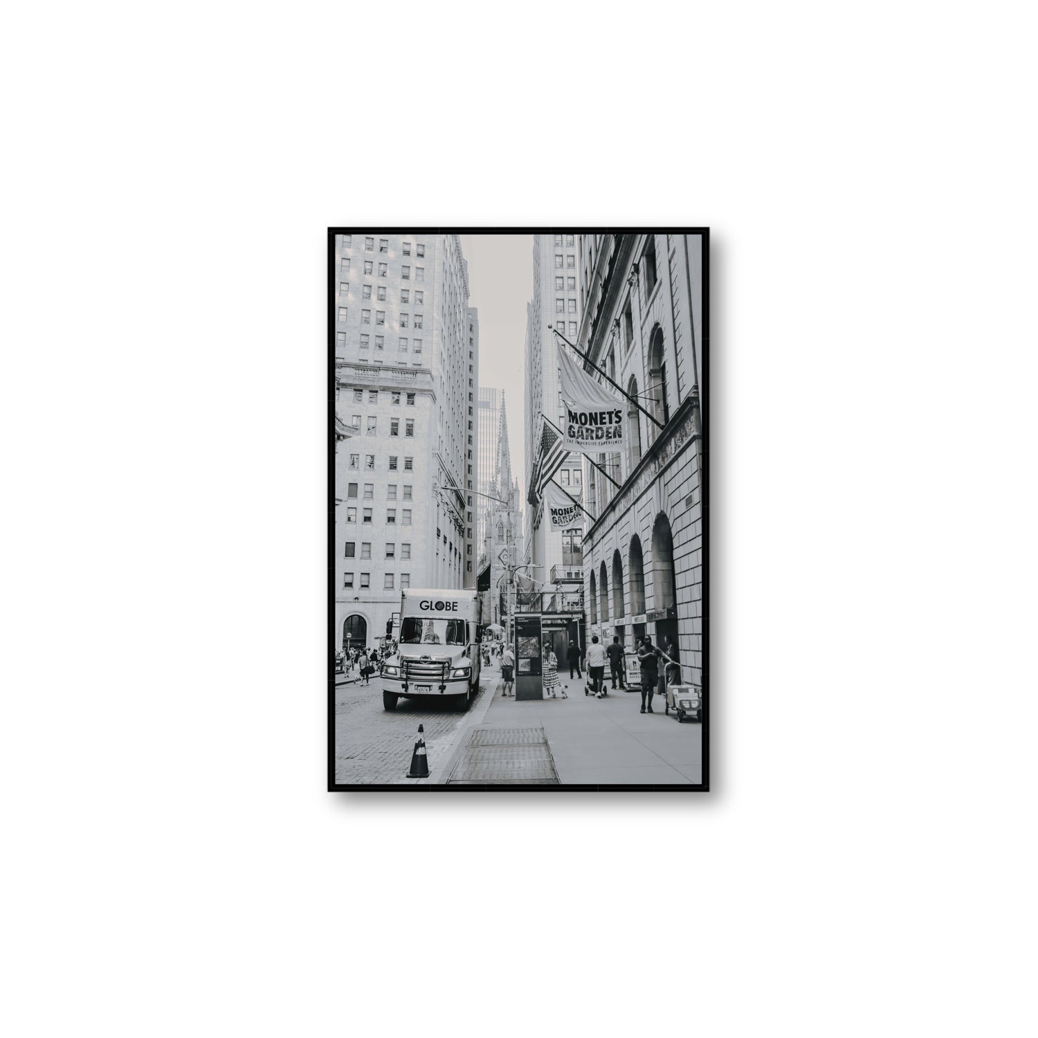 Metropolitan Monotone New York NYC Black & White wall art Large fine art canvas in black float frame