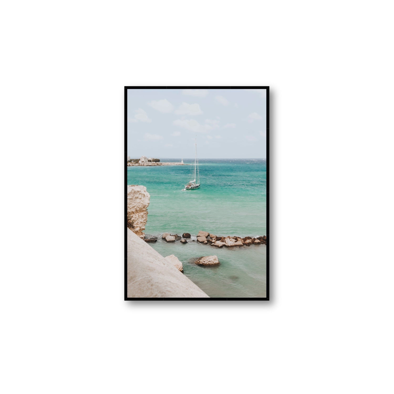 Seafarer's Dream Puglia Seafarer’s Dream coastal wall art Large fine art canvas in black float frame
