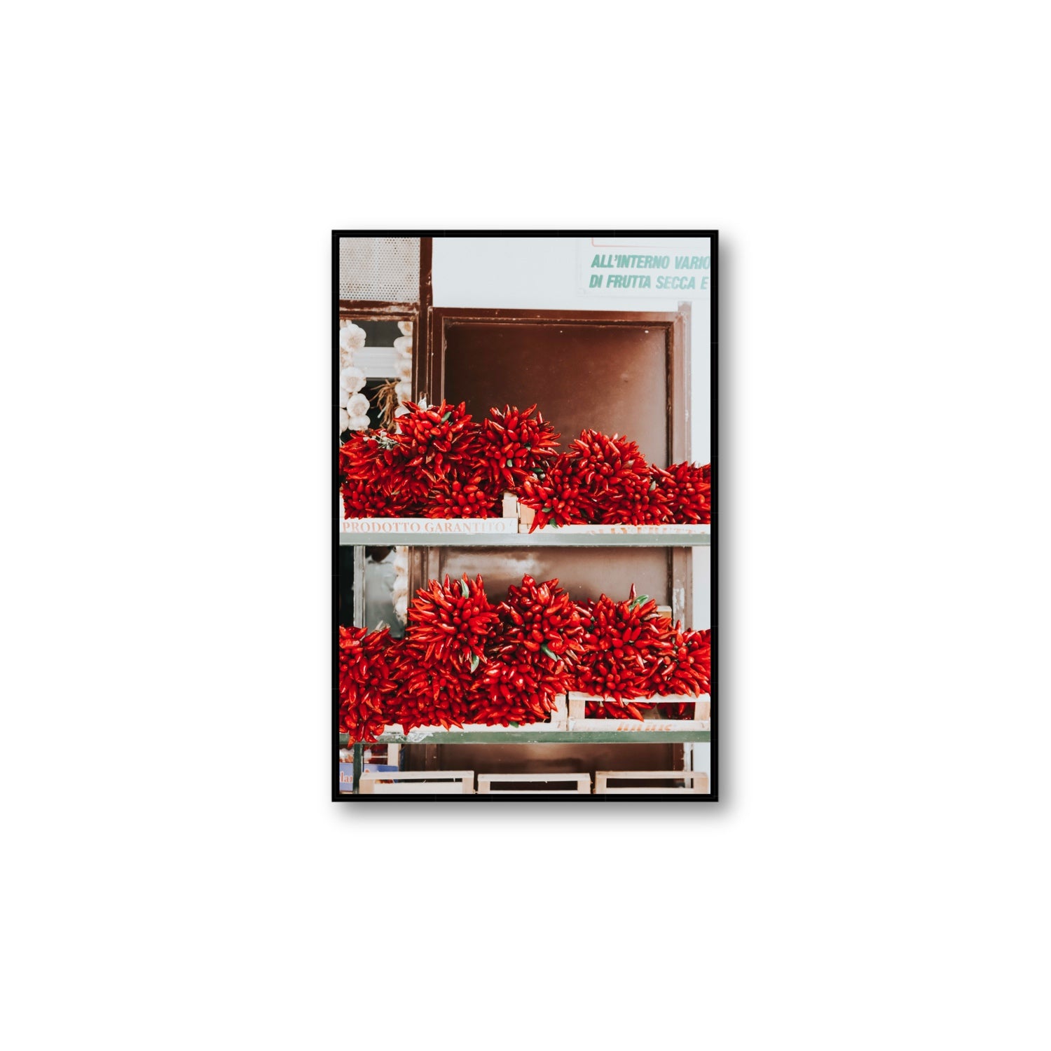 Hot Harvest Puglia Italian wall art Large fine art canvas in black float frame