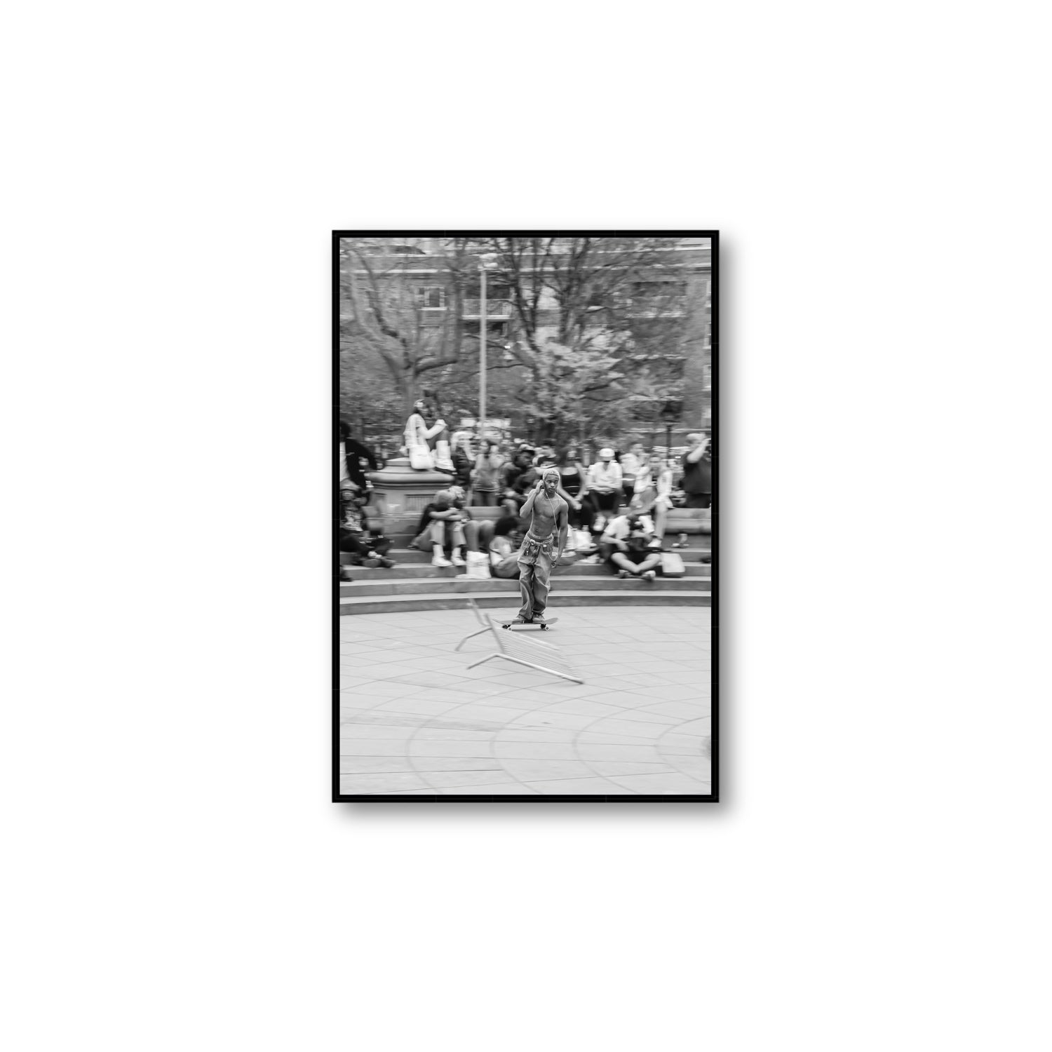 Skate Park Serenade New York NYC Black & White wall art Large fine art canvas in black float frame