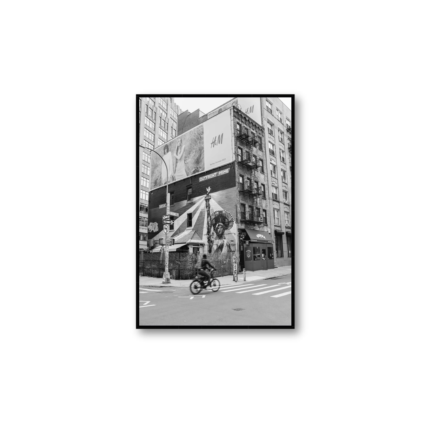 Shadows Of Liberty New York NYC Black & White wall art Large fine art canvas in black float frame