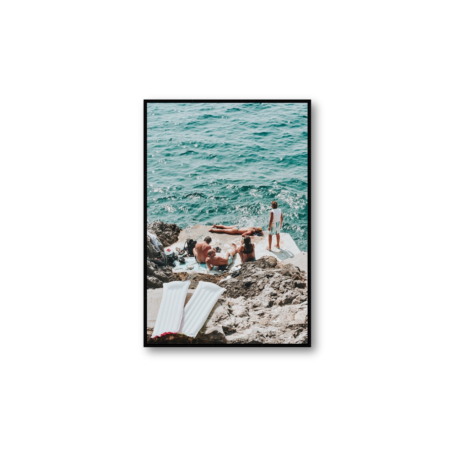 Gli Amici Praiano Amalfi Coast coastal wall art Large fine art canvas in black float frame