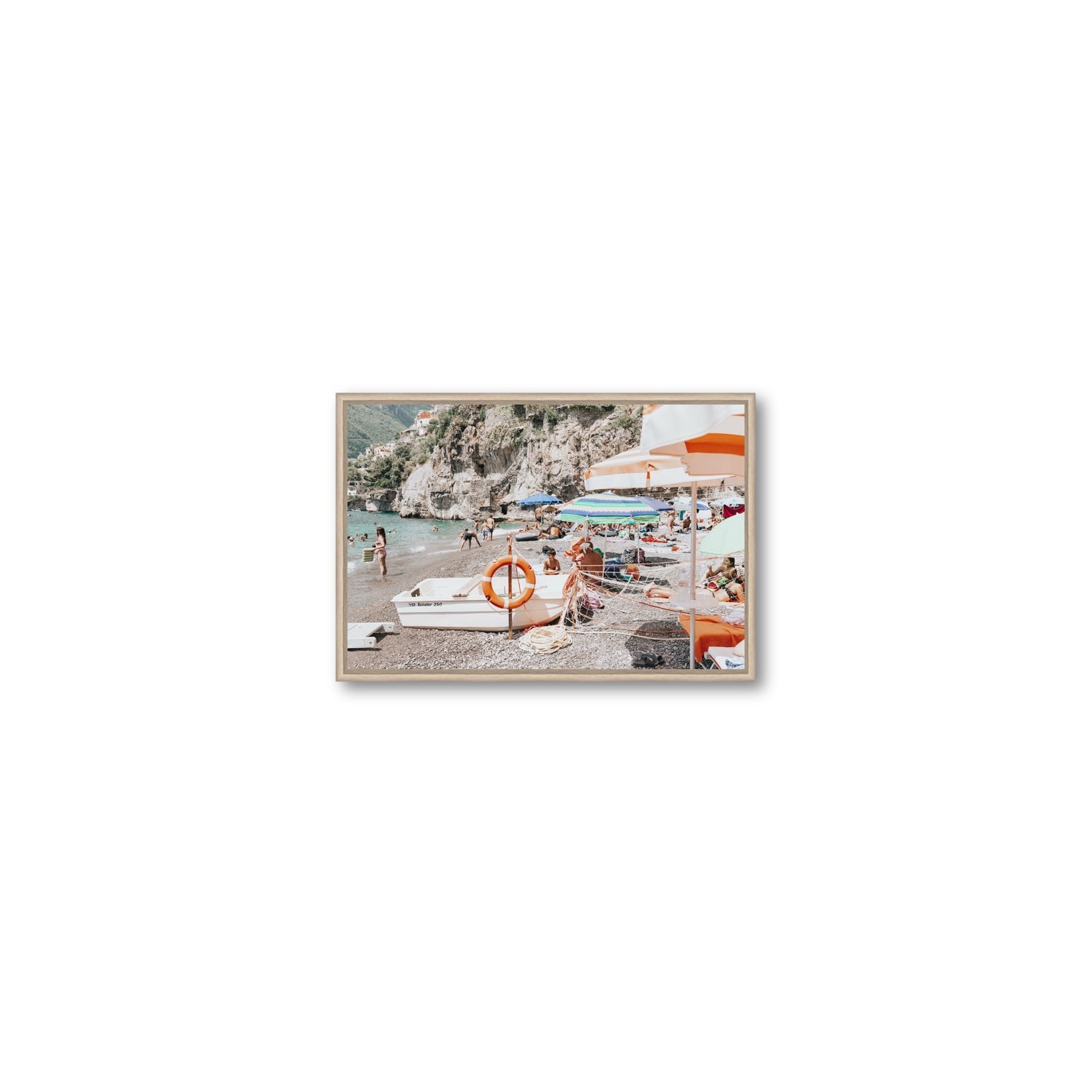 Bellezza By The Bay fine art print, Positano, Italy, Small, Natural Oak Float Frame, Fine Art Canvas