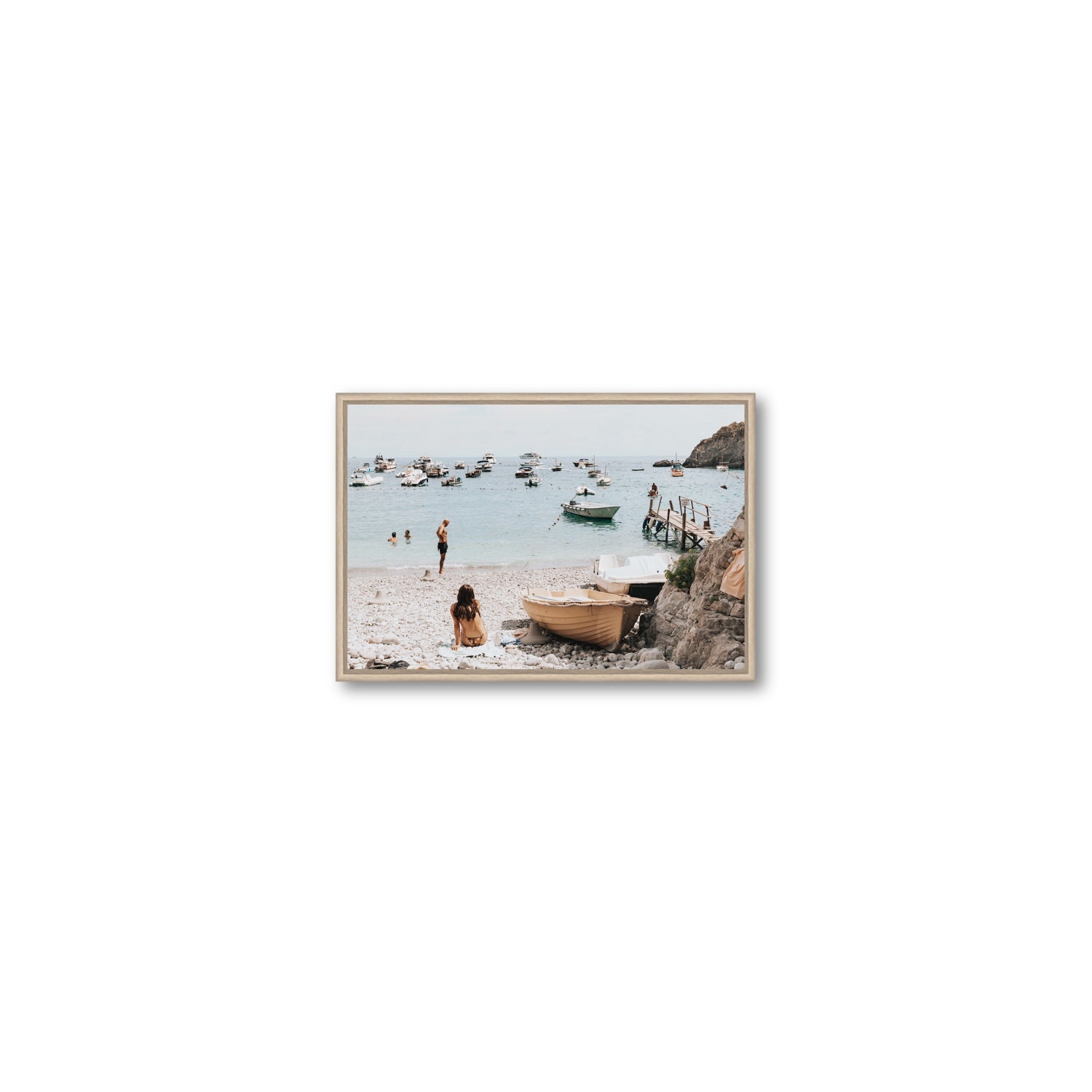 L'Osservatore Nerano wall art Small fine art canvas in natural oak float frame