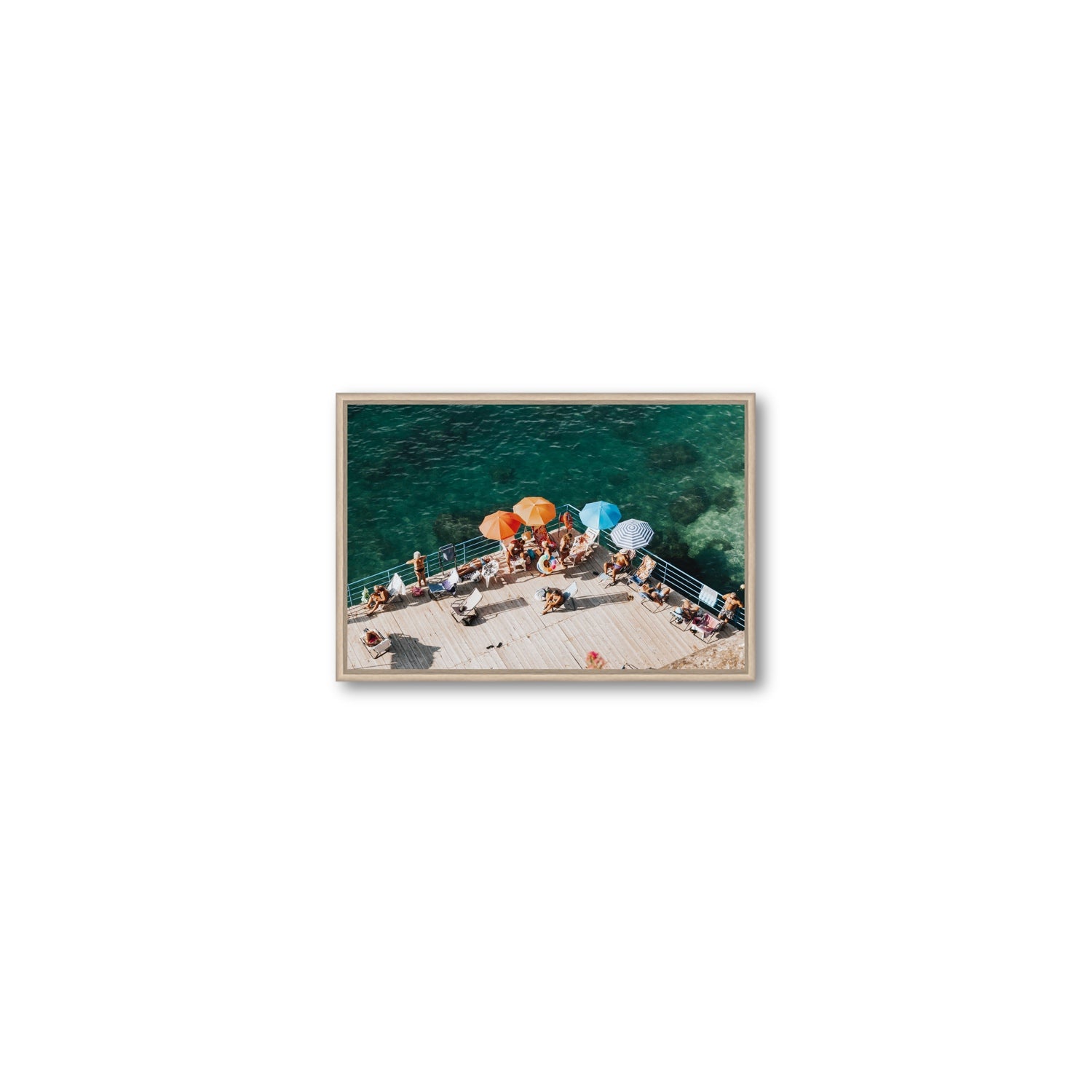 Il Dolce Far Niente Sorrento coastal wall art Small fine art canvas in natural oak float frame