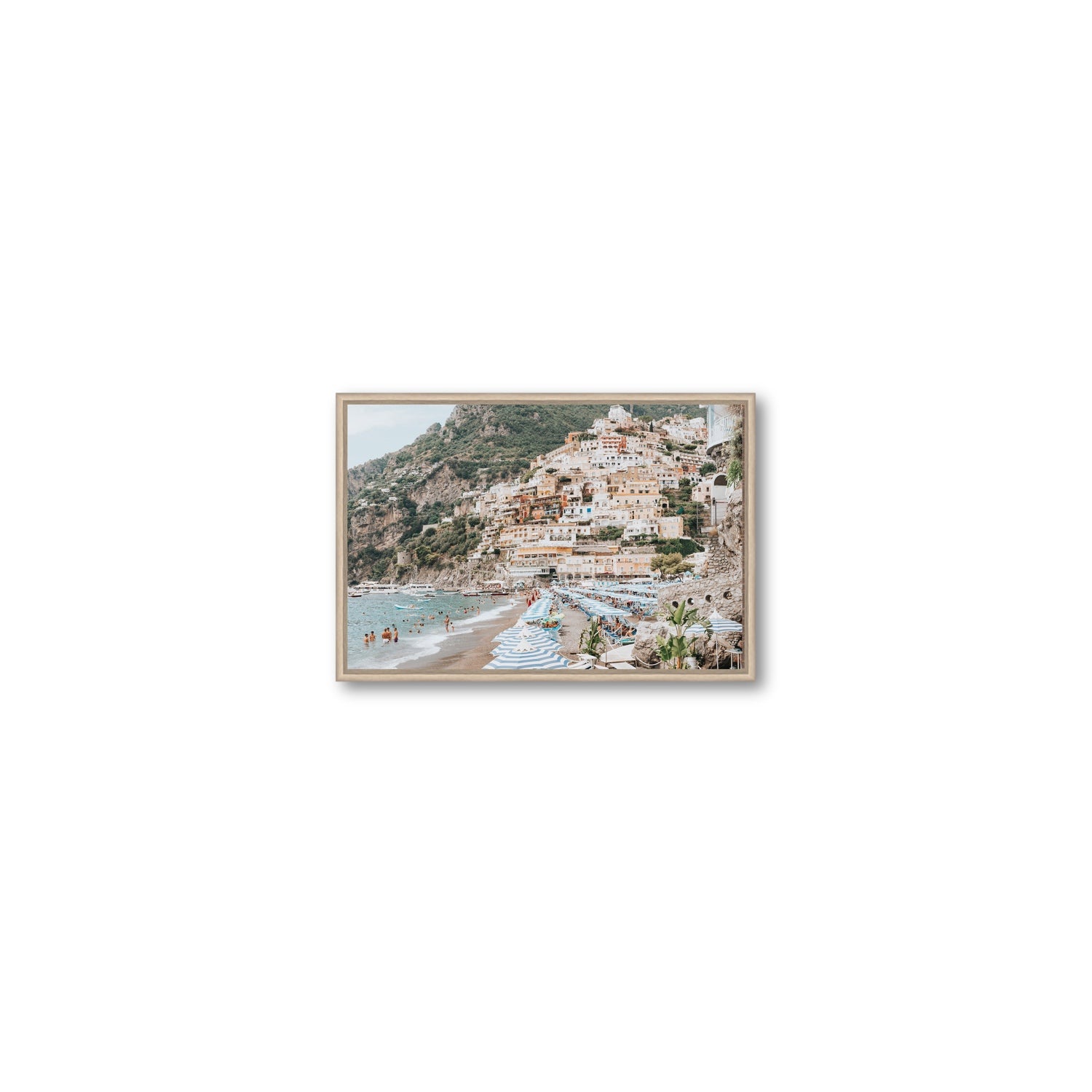 Villagio Sul Mare fine art print, Positano, Italy, Small, Natural Oak Float Frame, Fine Art Canvas