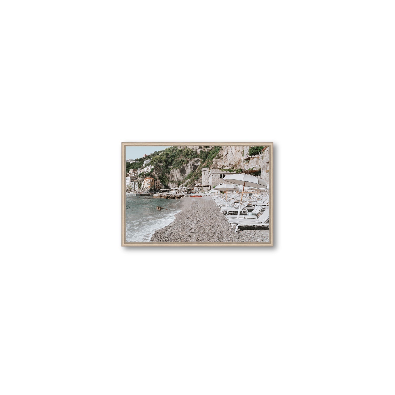Borgo Santandrea fine art print, Amalfi, Italy, Small, Natural Oak Float Frame, Fine Art Canvas