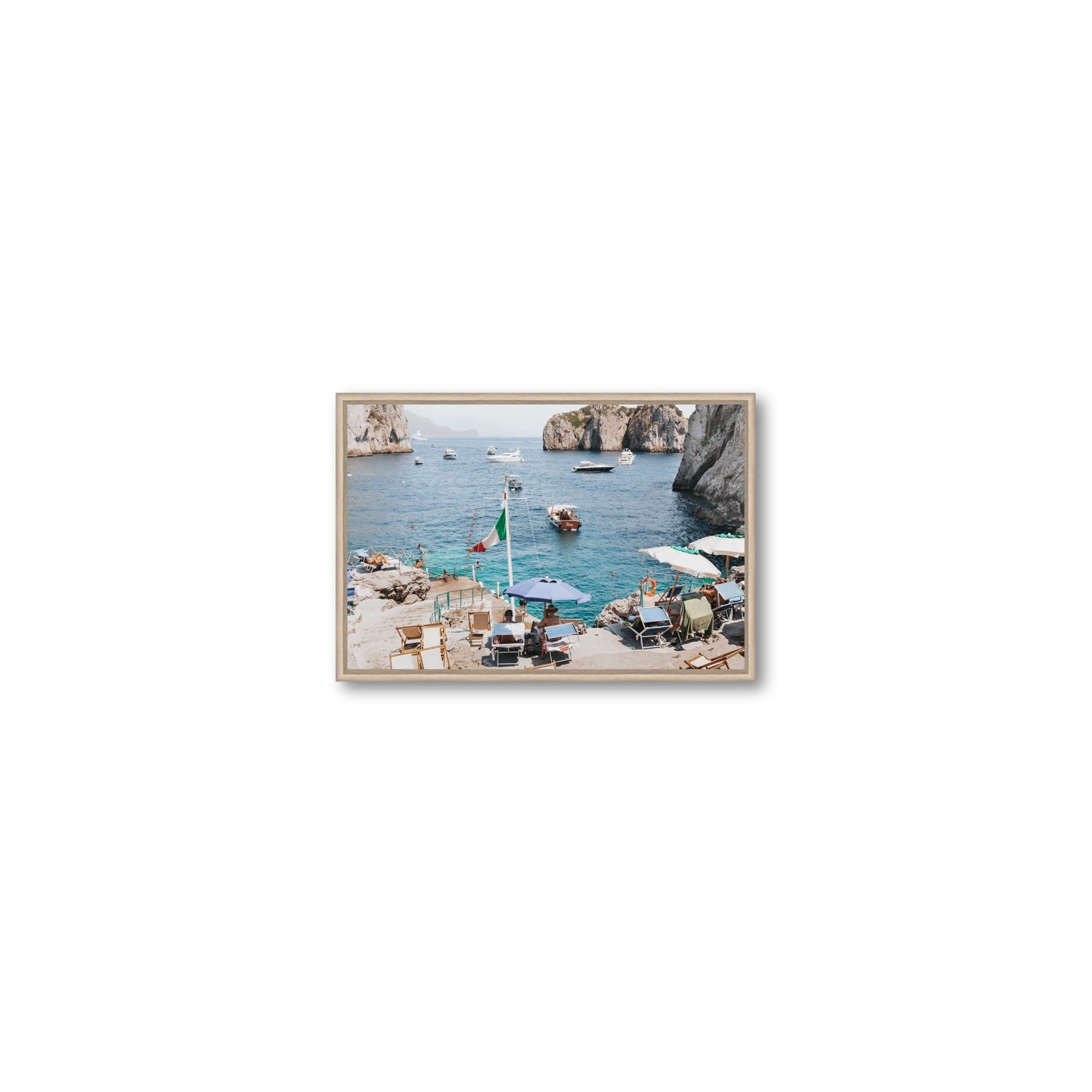 Smooth Sailing fine art print, Capri, Italy, Small, Natural Oak Float Frame, Fine Art Canvas