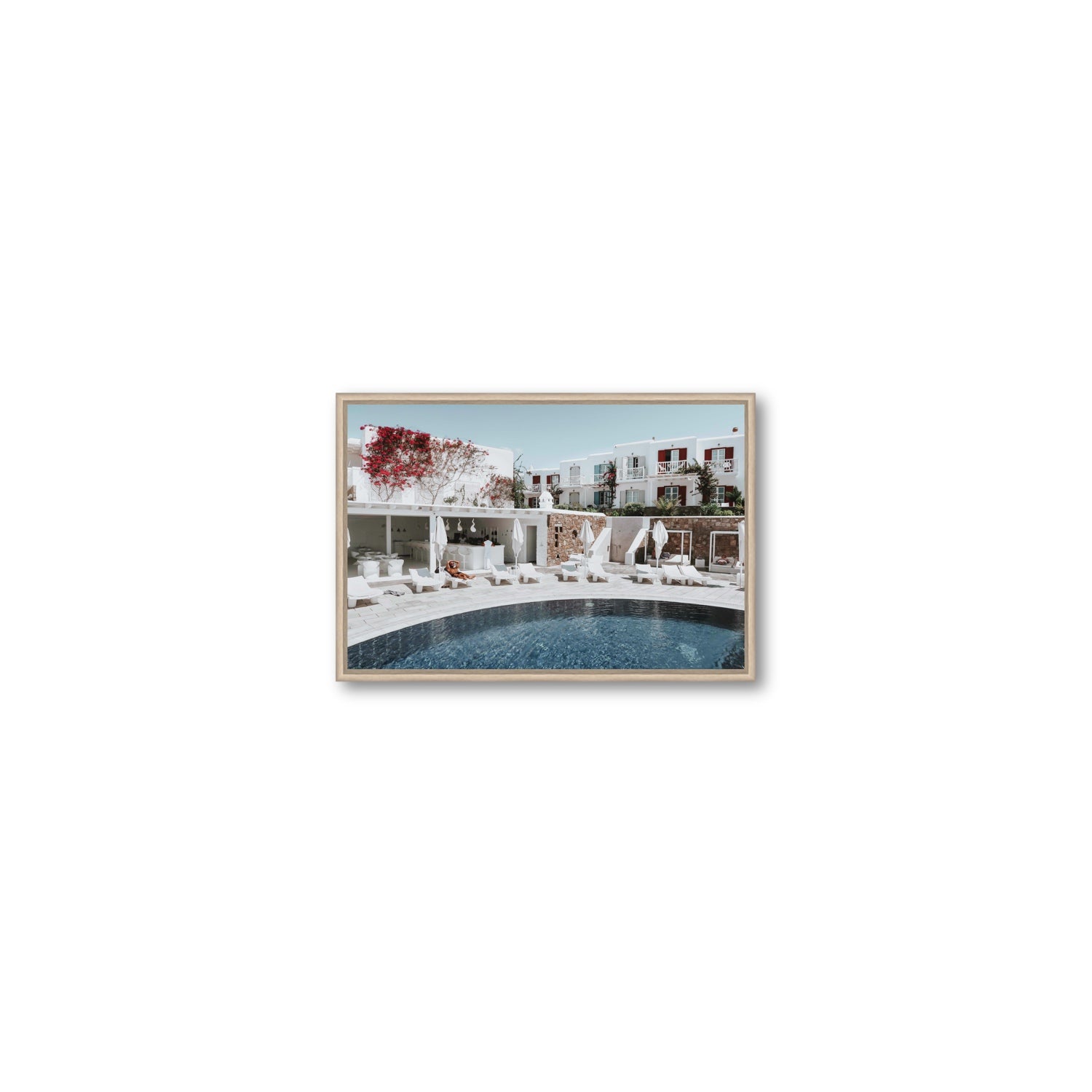 Got The First Lounge fine art print, Mykonos, Greece, Small, Natural Oak Float Frame, Fine Art Canvas