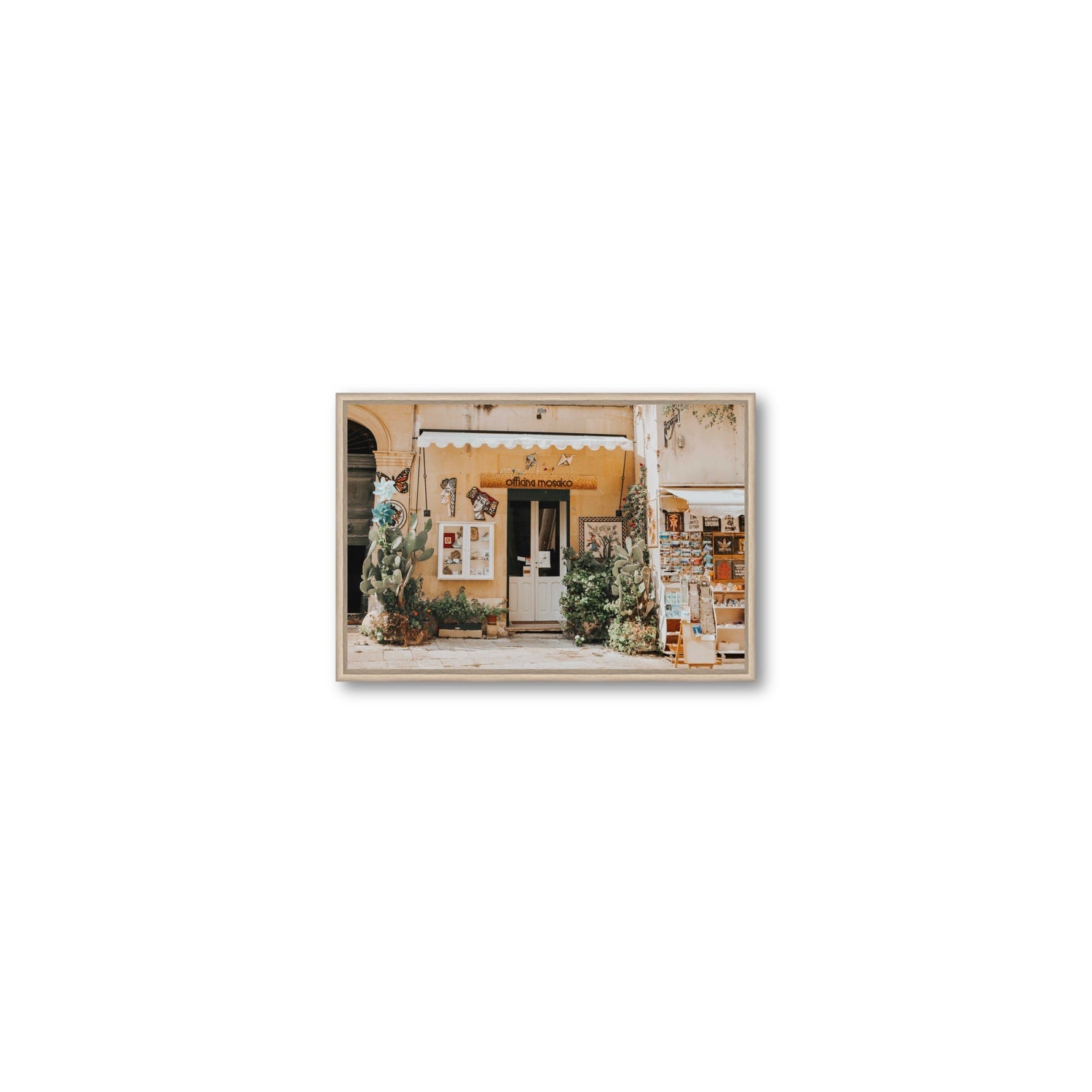 Mosaic Workshop Puglia Italian wall art Small fine art canvas in natural oak float frame