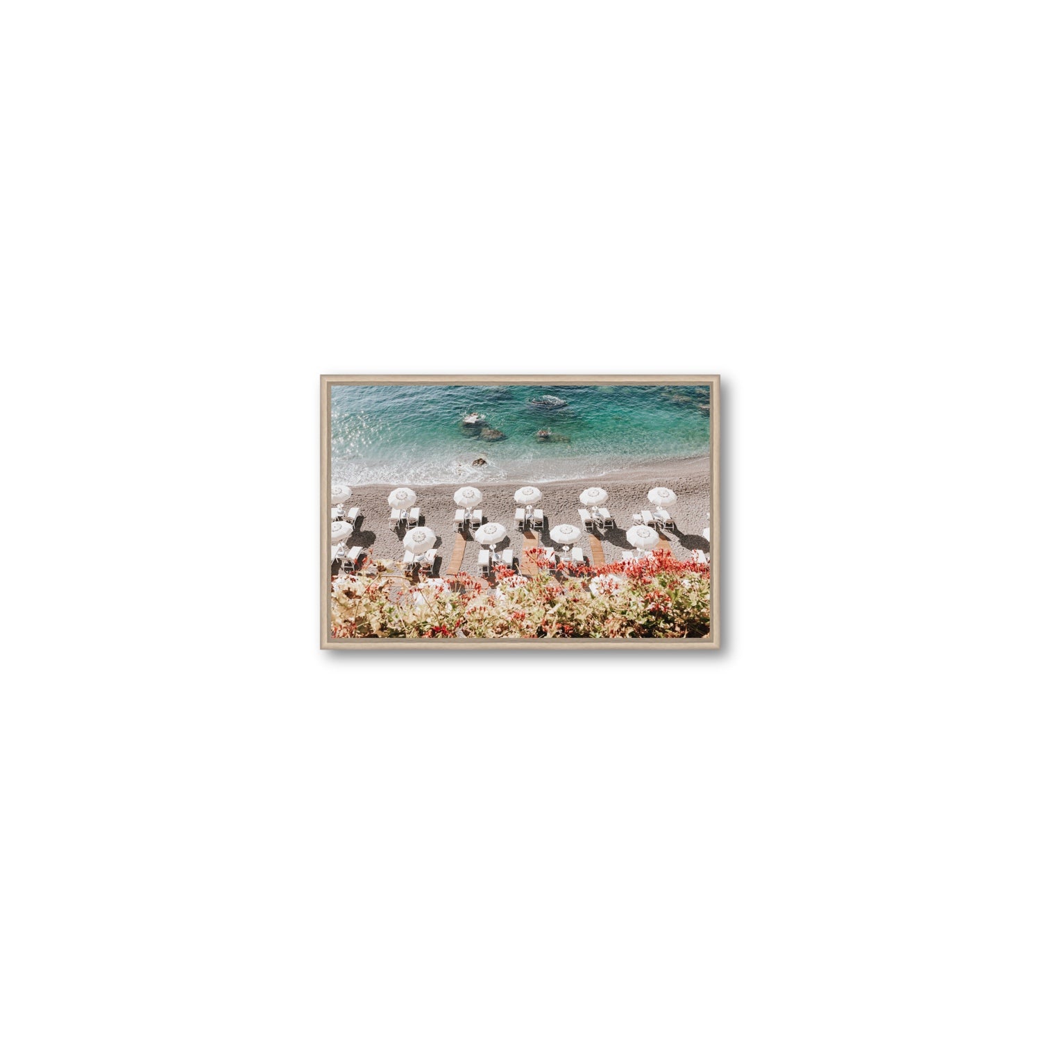 Coastal Charms fine art print, Amalfi, Italy, Small, Natural Oak Float Frame, Fine Art Canvas