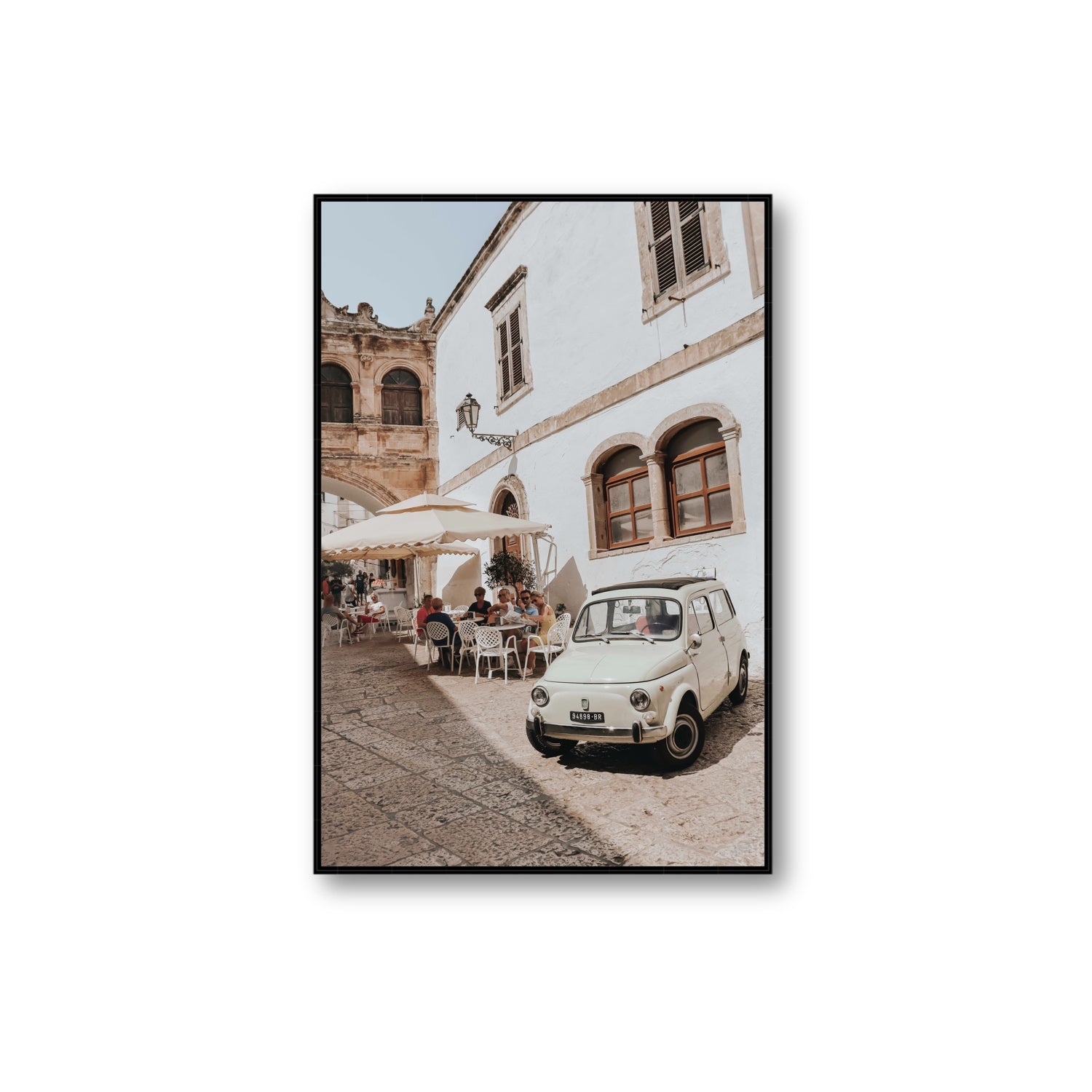 Piazza di Ostuni Puglia Italian wall art Extra Large fine art canvas in black float frame