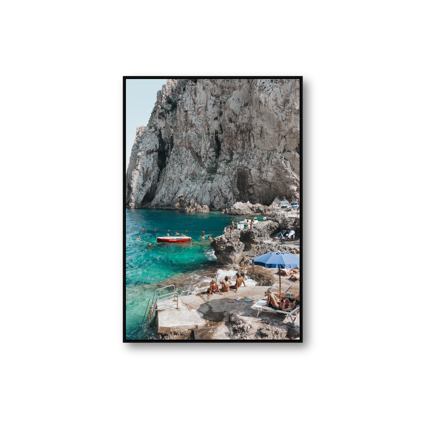 Tranquility fine art print, Capri, Italy, Extra Large, Black Float Frame, Fine Art Canvas