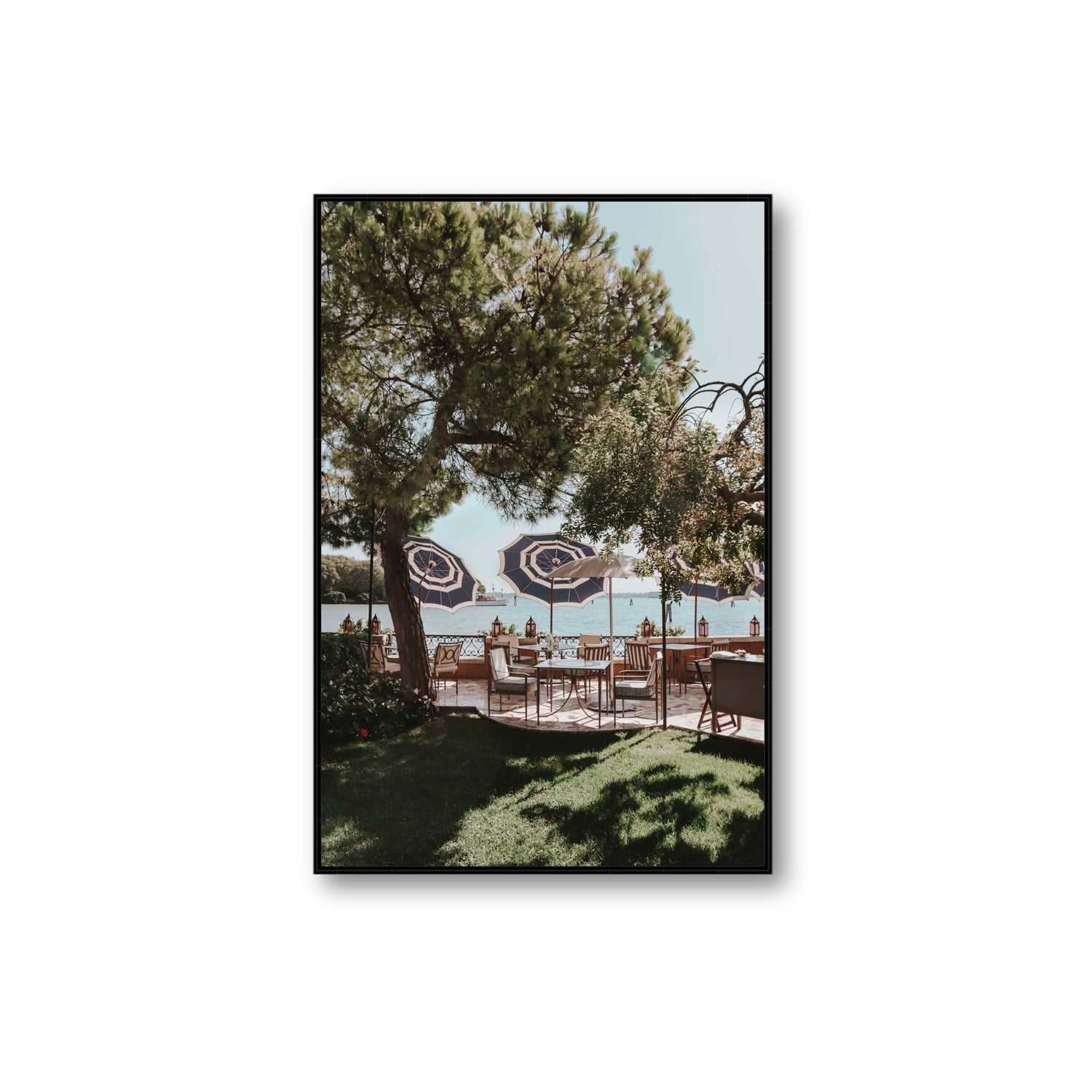 Tranquil Gardens Venice Italian wall art Extra Large fine art canvas in black float frame