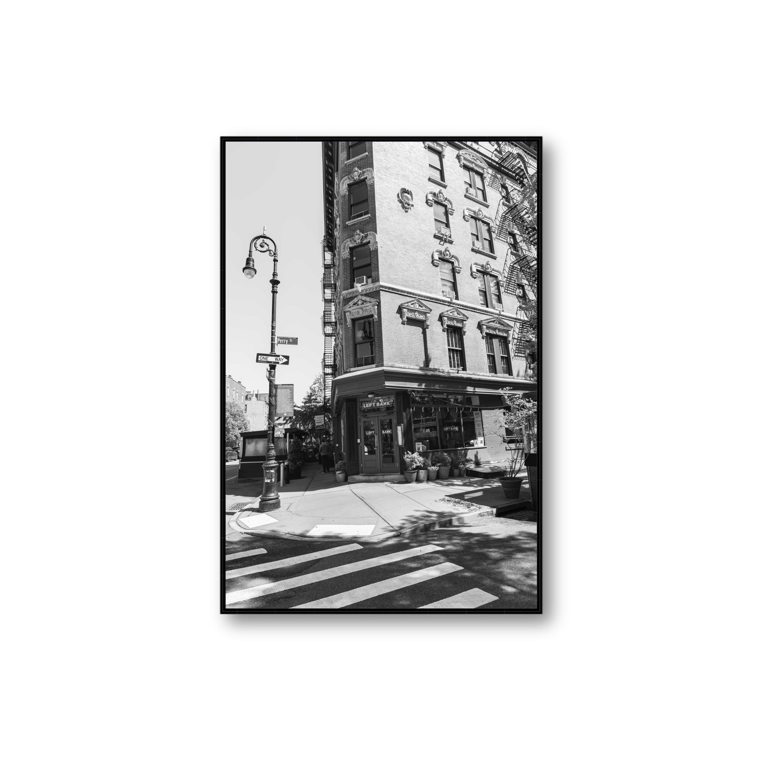 Parisian On Perry New York NYC Black & White wall art Extra Large fine art canvas in black float frame
