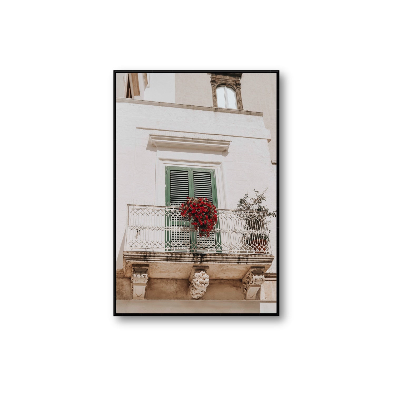Balcone Estivo Puglia Italian wall art Extra Large fine art canvas in black float frame