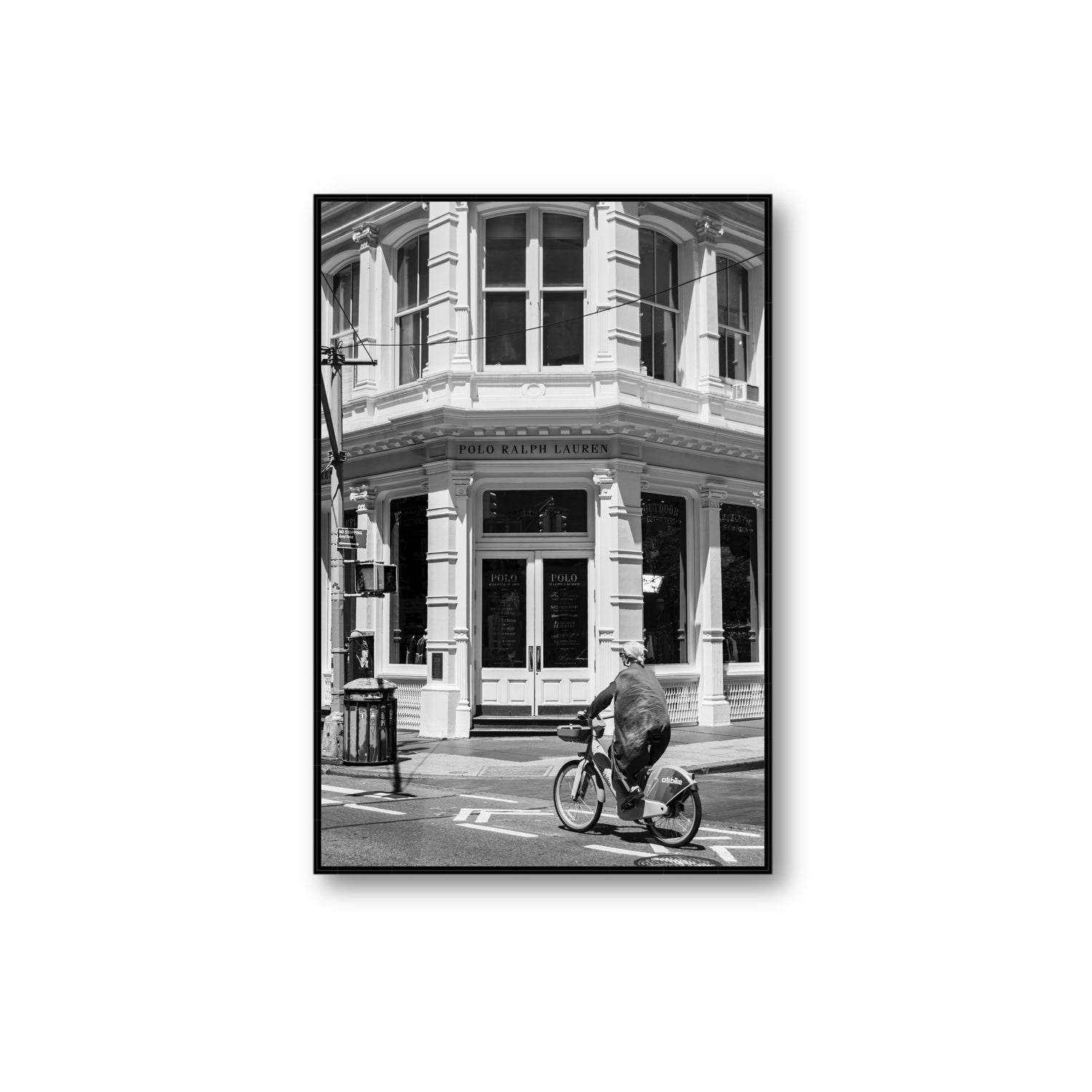 Downtown Rider New York NYC Black & White wall art Extra Large fine art canvas in black float frame