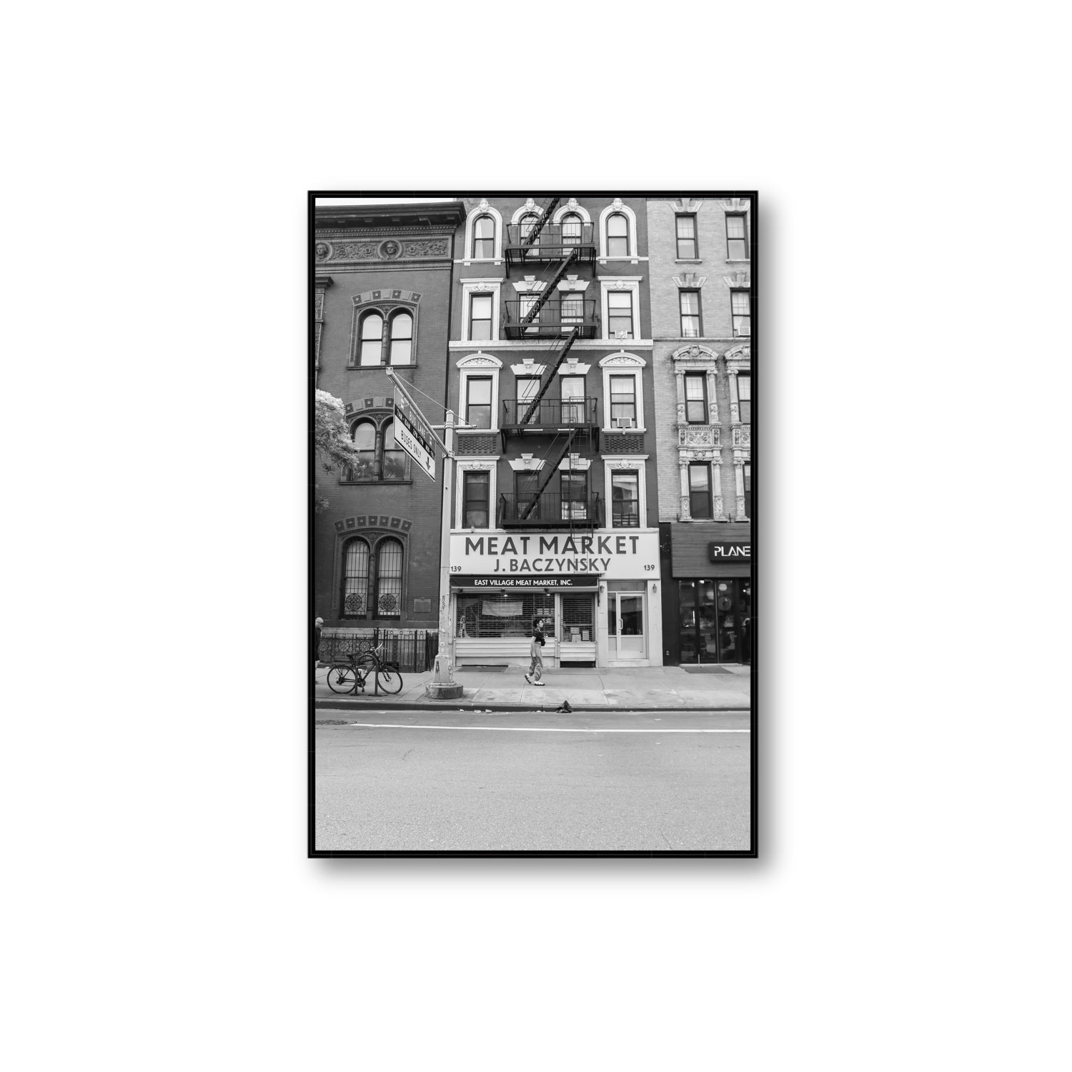 Vertical Village New York NYC Black & White wall art Extra Large fine art canvas in black float frame