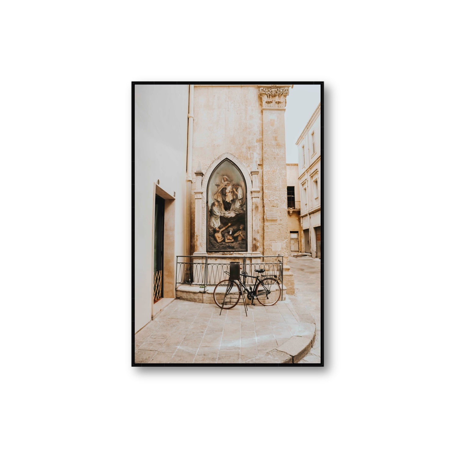 La Chiesa Puglia Otranto Italian wall art Extra Large fine art canvas in black float frame