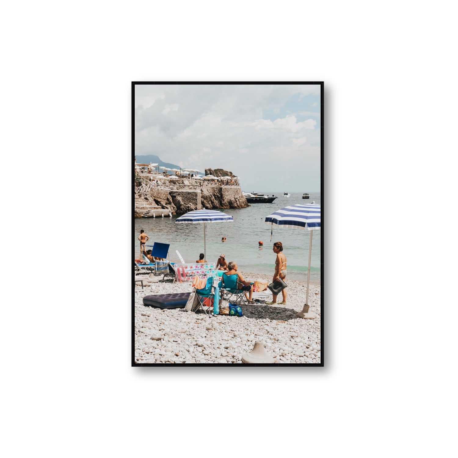 Couple Goals Nerano Amalfi Coast coastal wall art Extra Large fine art canvas in black float frame