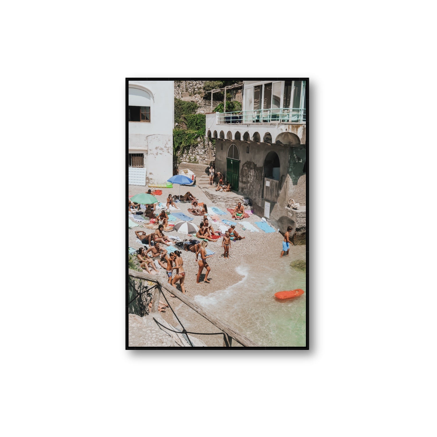 The Sunbathers Oasis fine art print, Capri, Italy, Extra Large, Black Float Frame, Fine Art Canvas