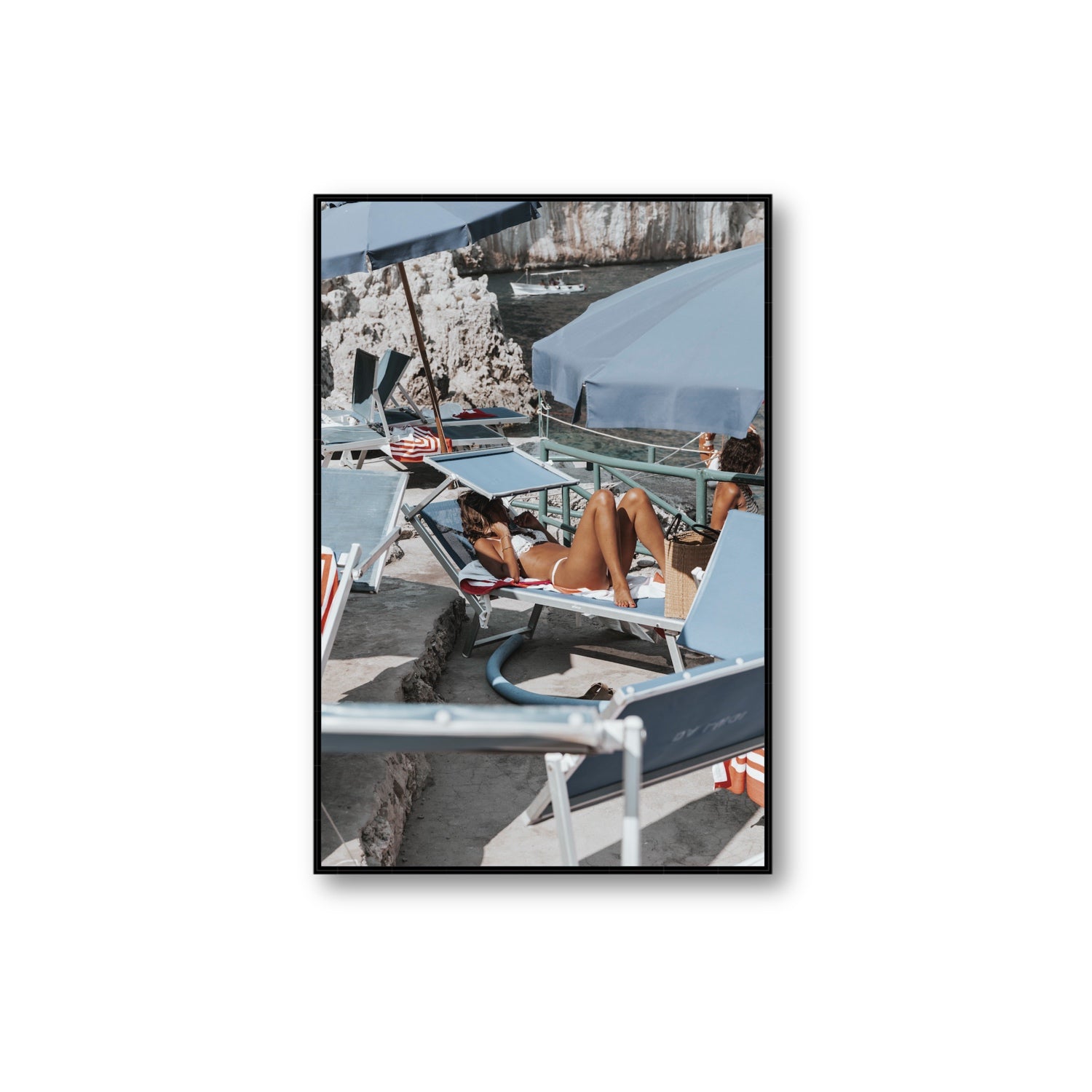 Beach Babe fine art print, Capri, Italy, Extra Large, Black Float Frame, Fine Art Canvas