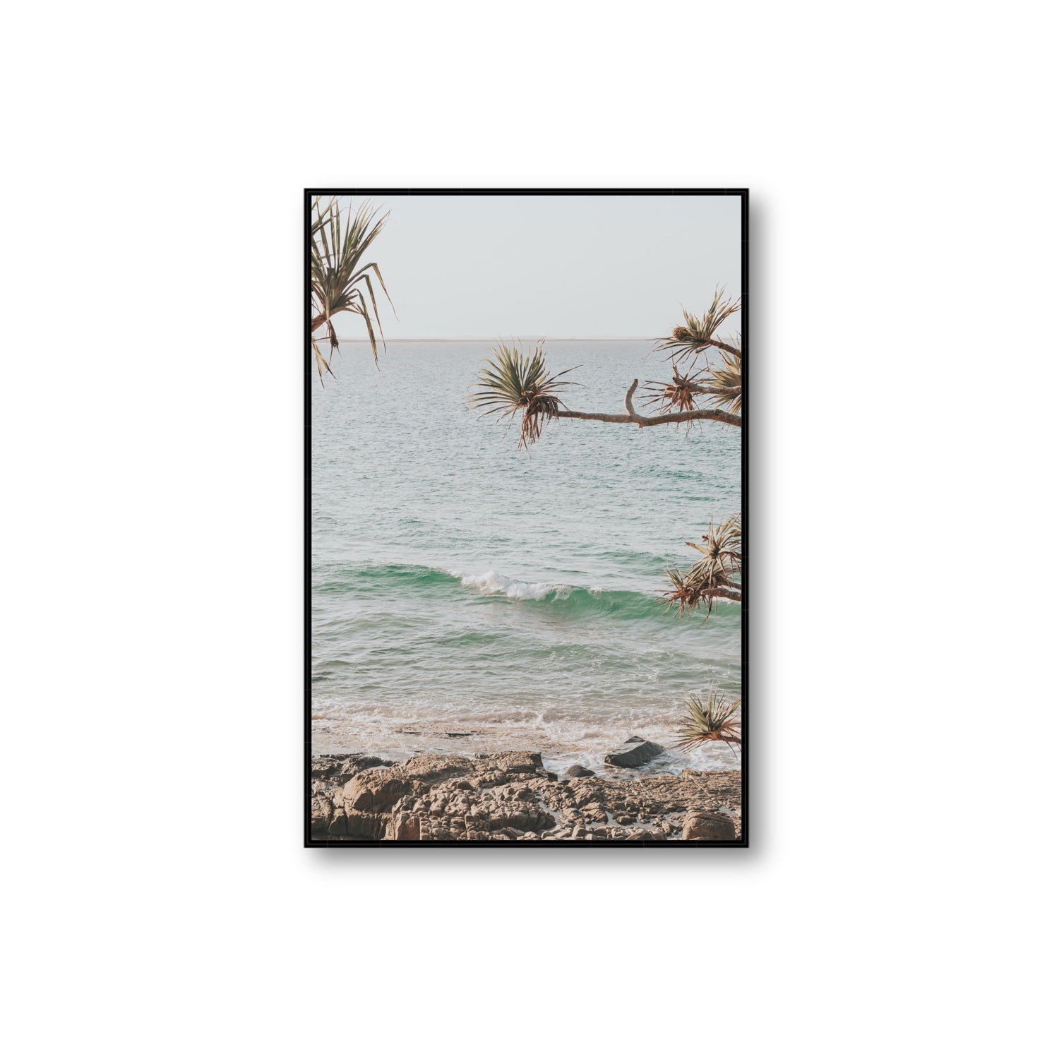 Good Vibrations fine art print, Noosa, Australia, coastal scenes artwork, Extra Large, Black Float Frame, Fine Art Canvas