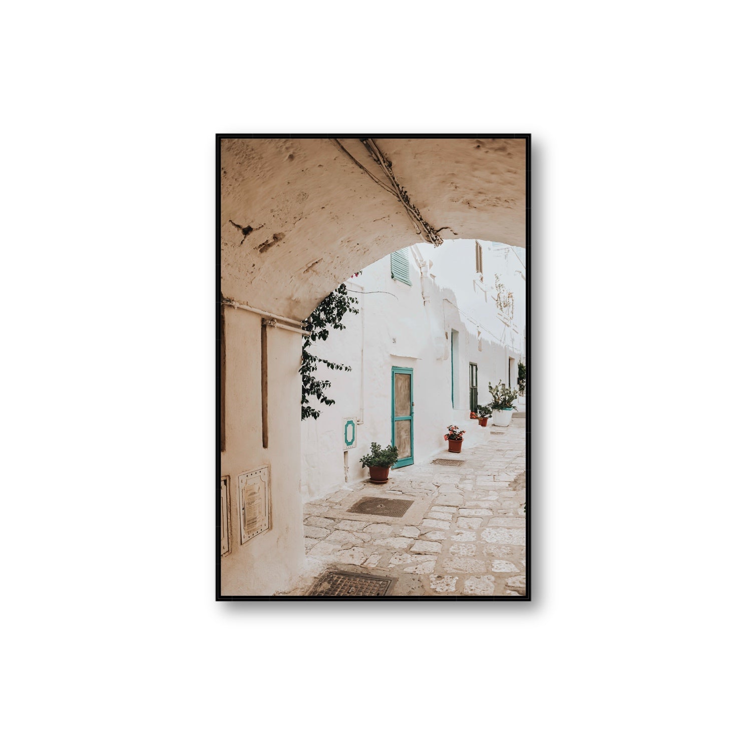La Citta Bianca Puglia La Città Bianca wall art Extra Large fine art canvas in black float frame