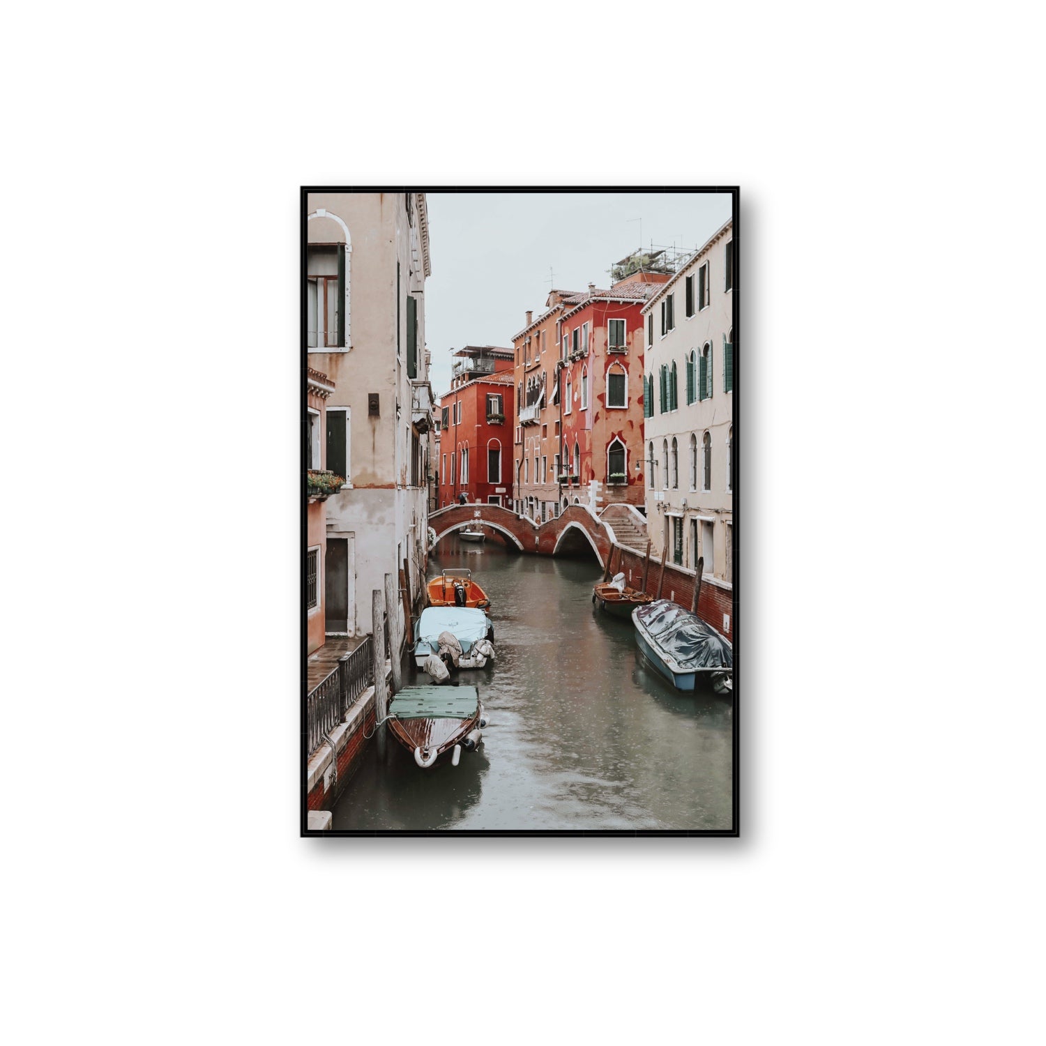 City of Water Venice Italian Mediterranean decor wall art Extra Large fine art canvas in black float frame