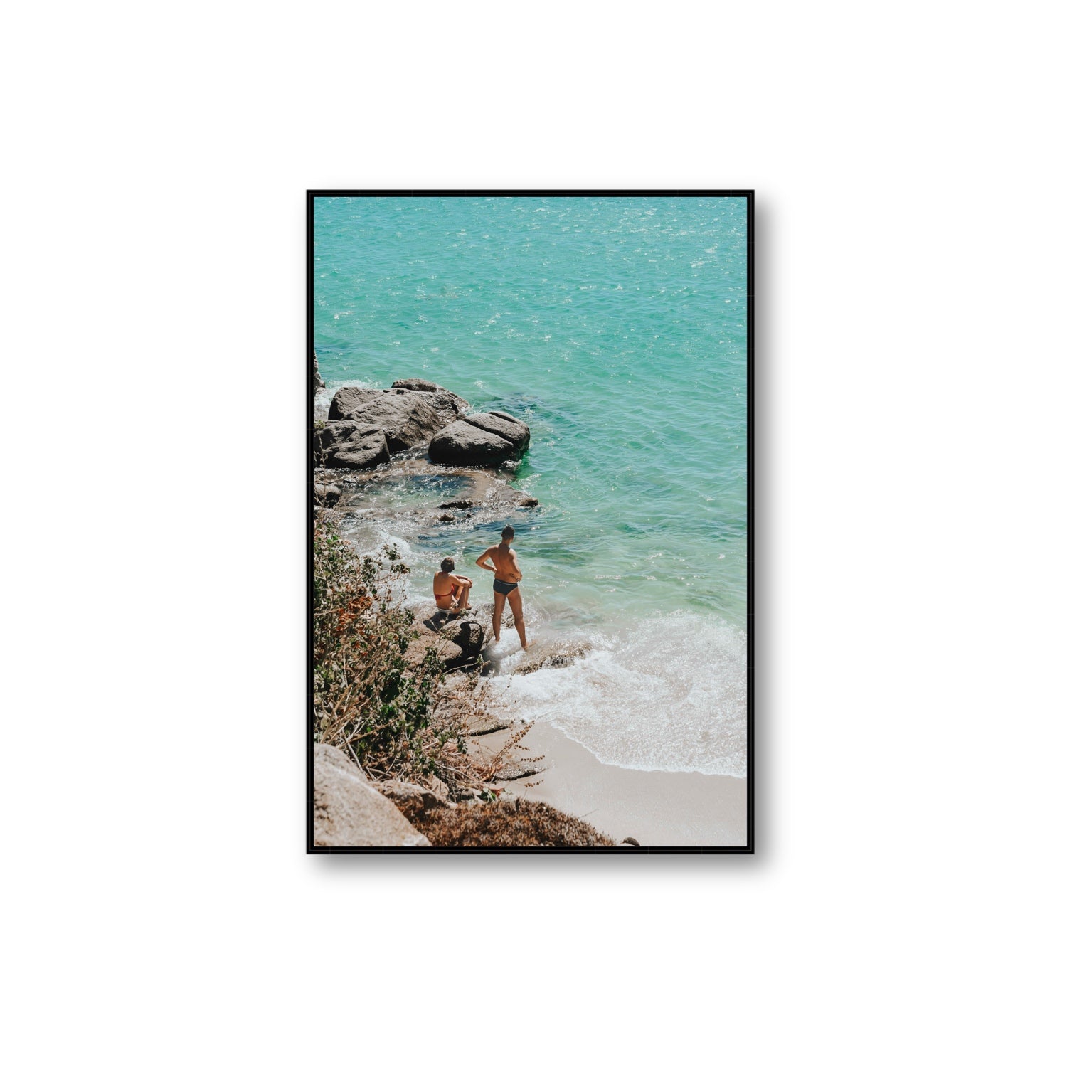 Scene Stealers Mykonos Greek island wall art Extra Large fine art canvas in black float frame