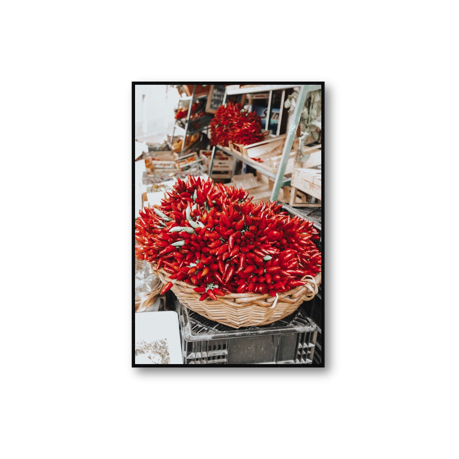 Spicy Bunch Puglia Italian wall art Extra Large fine art canvas in black float frame