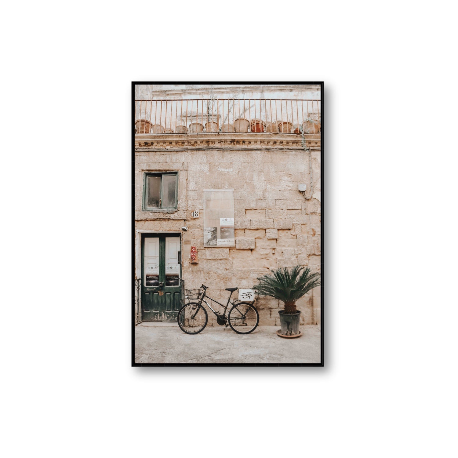 Golden Facades Puglia Lecce Italian wall art Extra Large fine art canvas in black float frame
