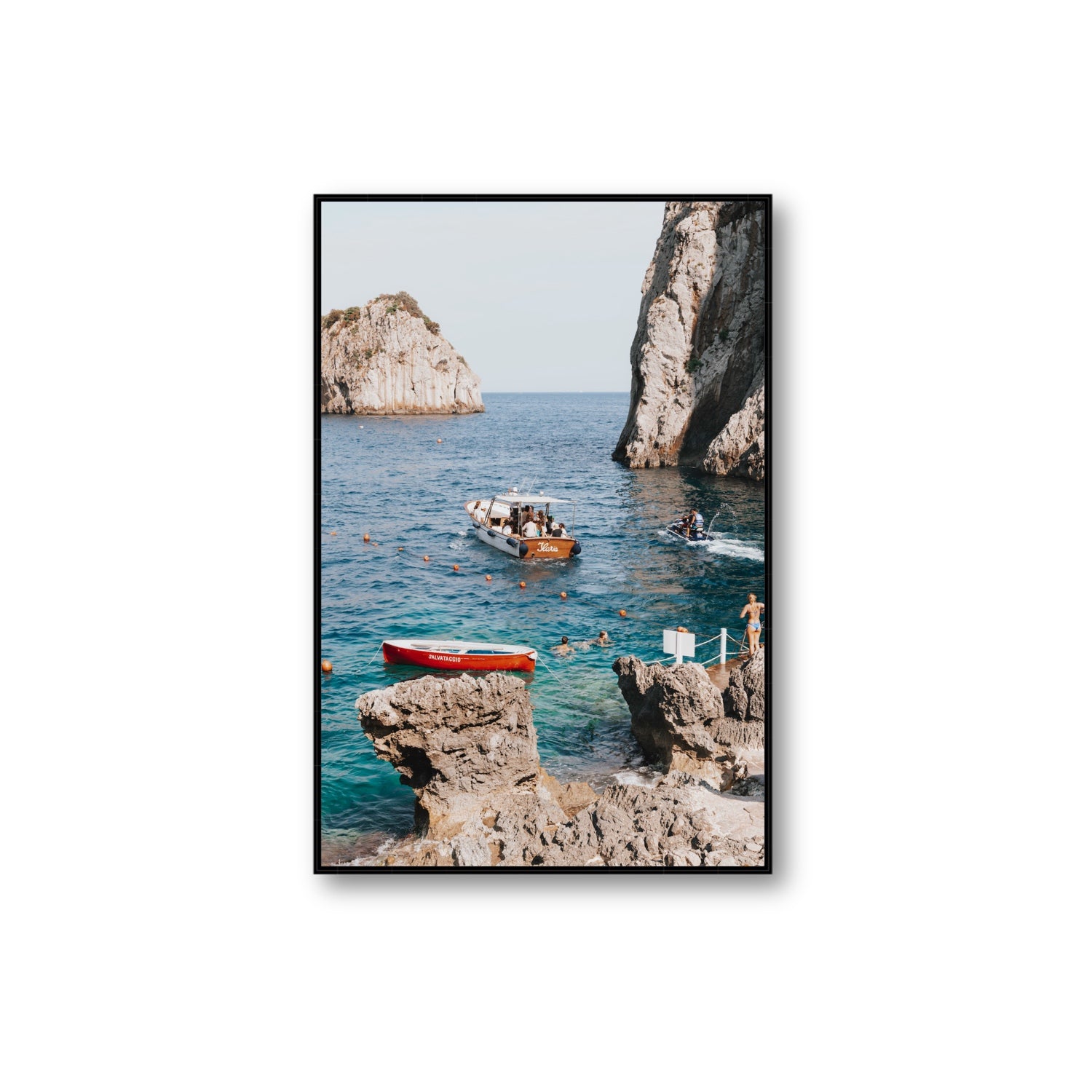 Set Sail fine art print, Capri, Italy, Extra Large, Black Float Frame, Fine Art Canvas