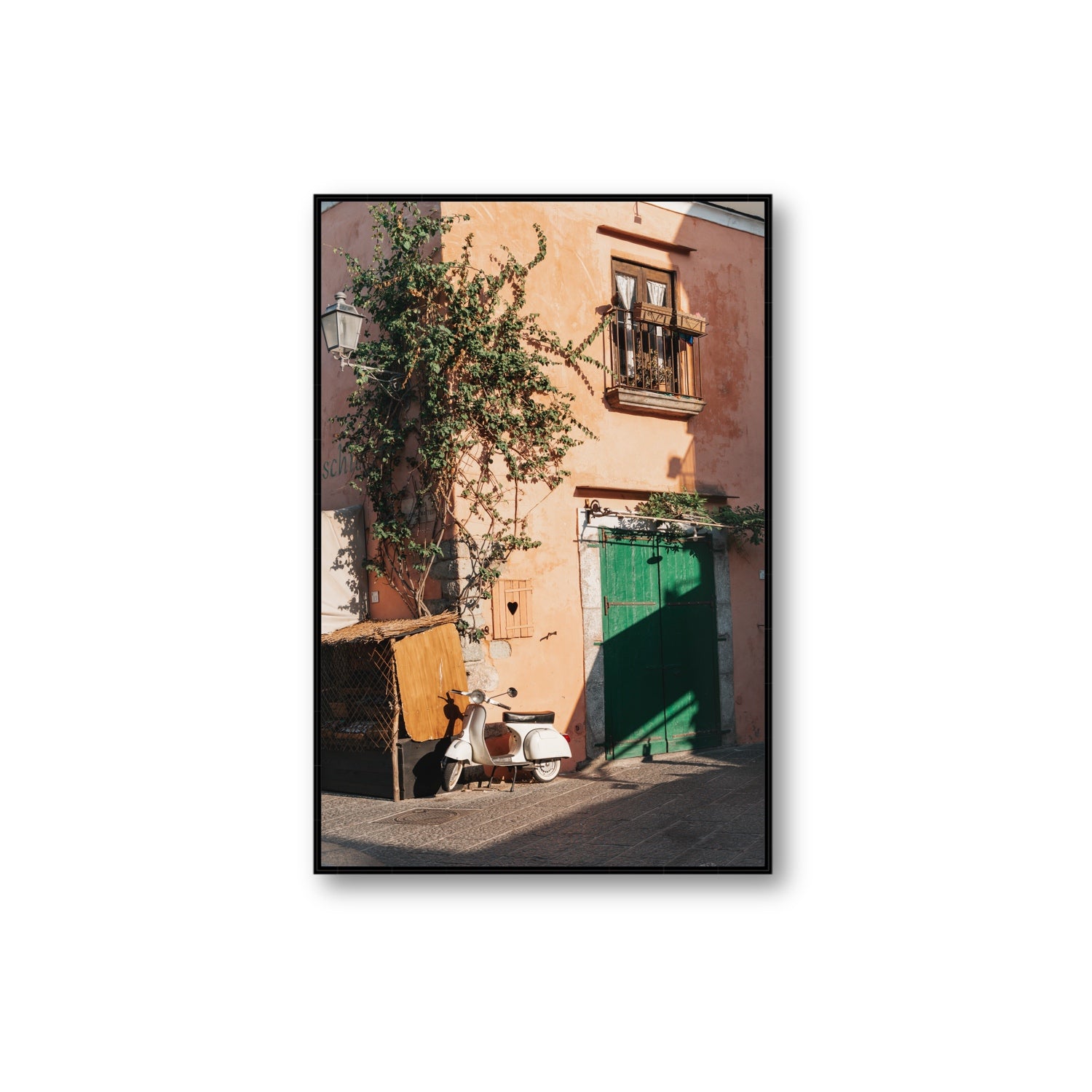 La Casa Ischia Italian Mediterranean decor wall art Extra Large fine art canvas in black float frame