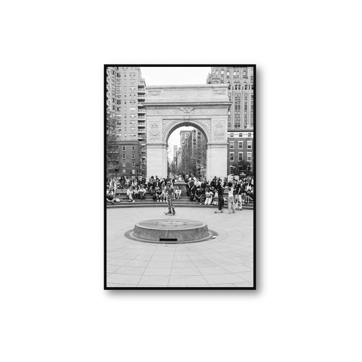 Concrete Conqueror New York NYC Skateboard wall art Extra Large fine art canvas in black float frame