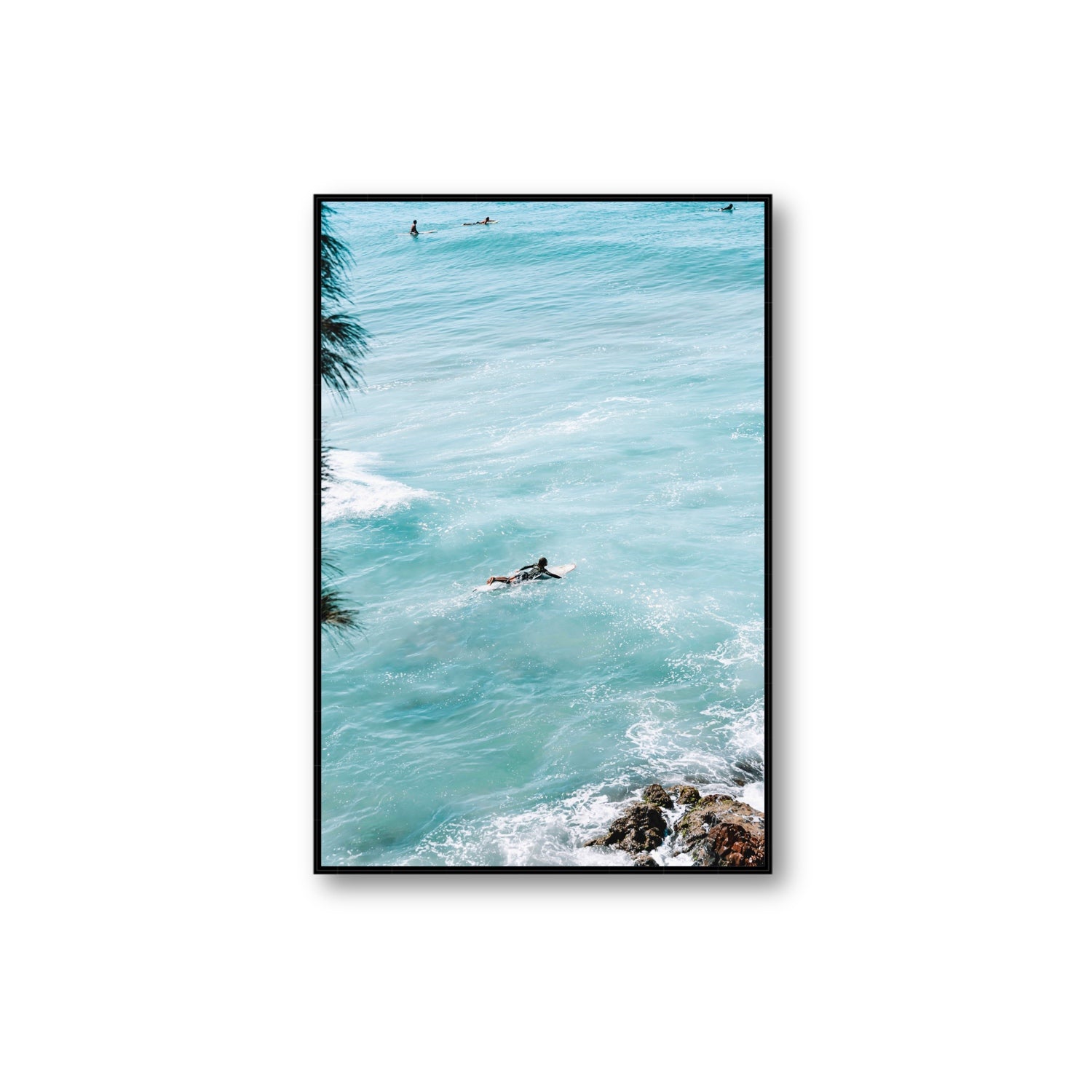 Blue Crush fine art print, Byron Bay, Australia, Extra Large, Black Float Frame, Fine Art Canvas