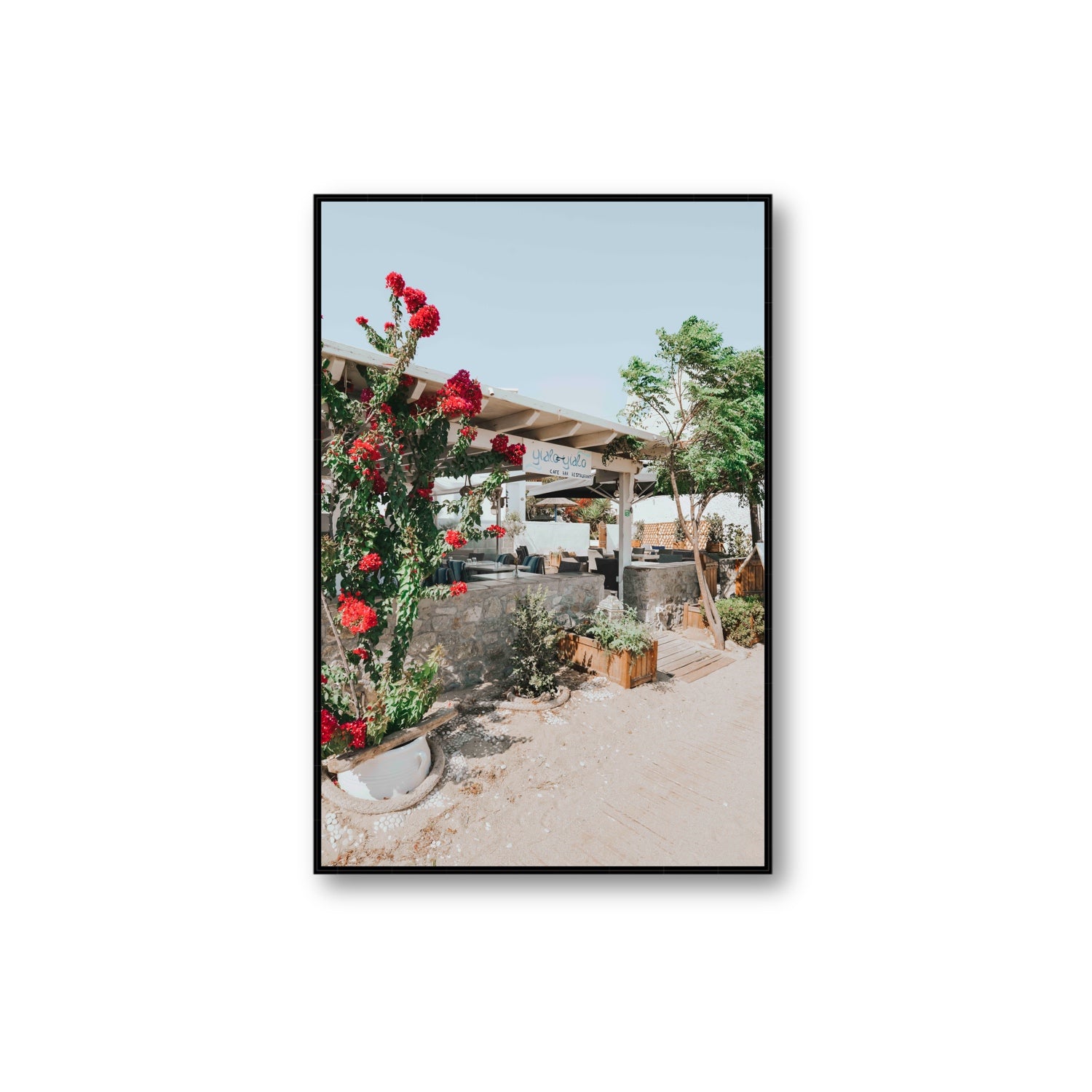 Yialo Yialo fine art print, Mykonos, Greece, Extra Large, Black Float Frame, Fine Art Canvas