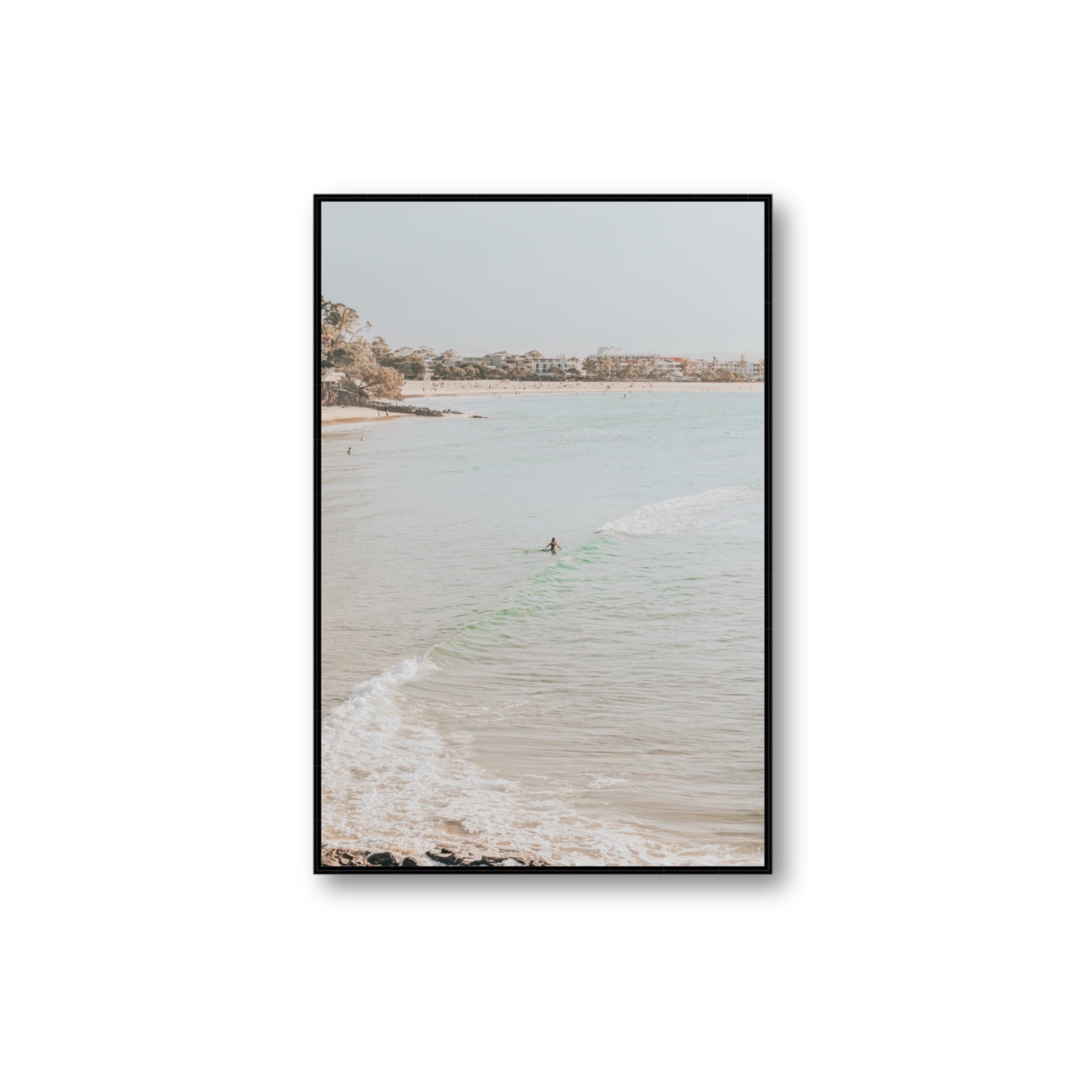 Salt Reverie fine art print, Noosa, Australia, coastal scenes artwork, Extra Large, Black Float Frame, Fine Art Canvas