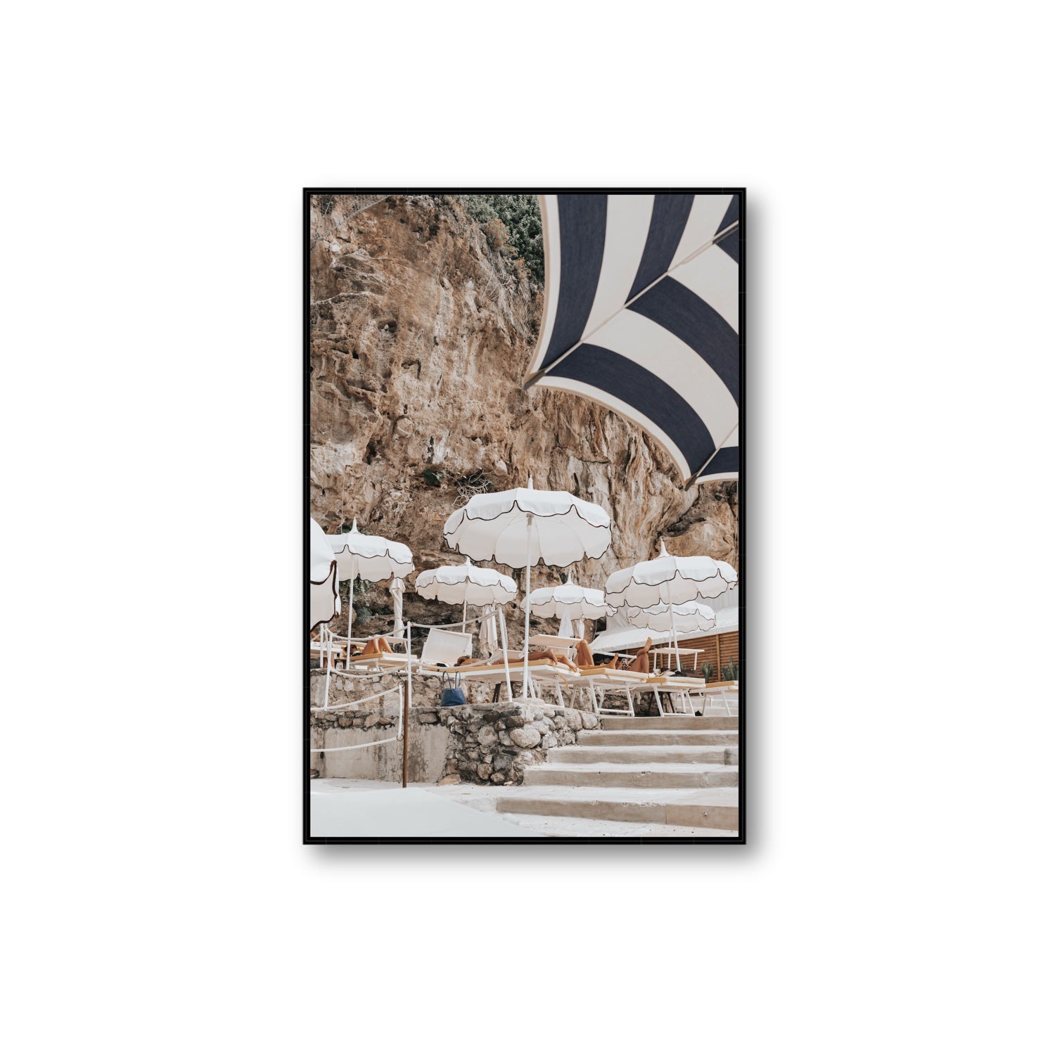 Rocky Refuge fine art print, Positano, Italy, Extra Large, Black Float Frame, Fine Art Canvas