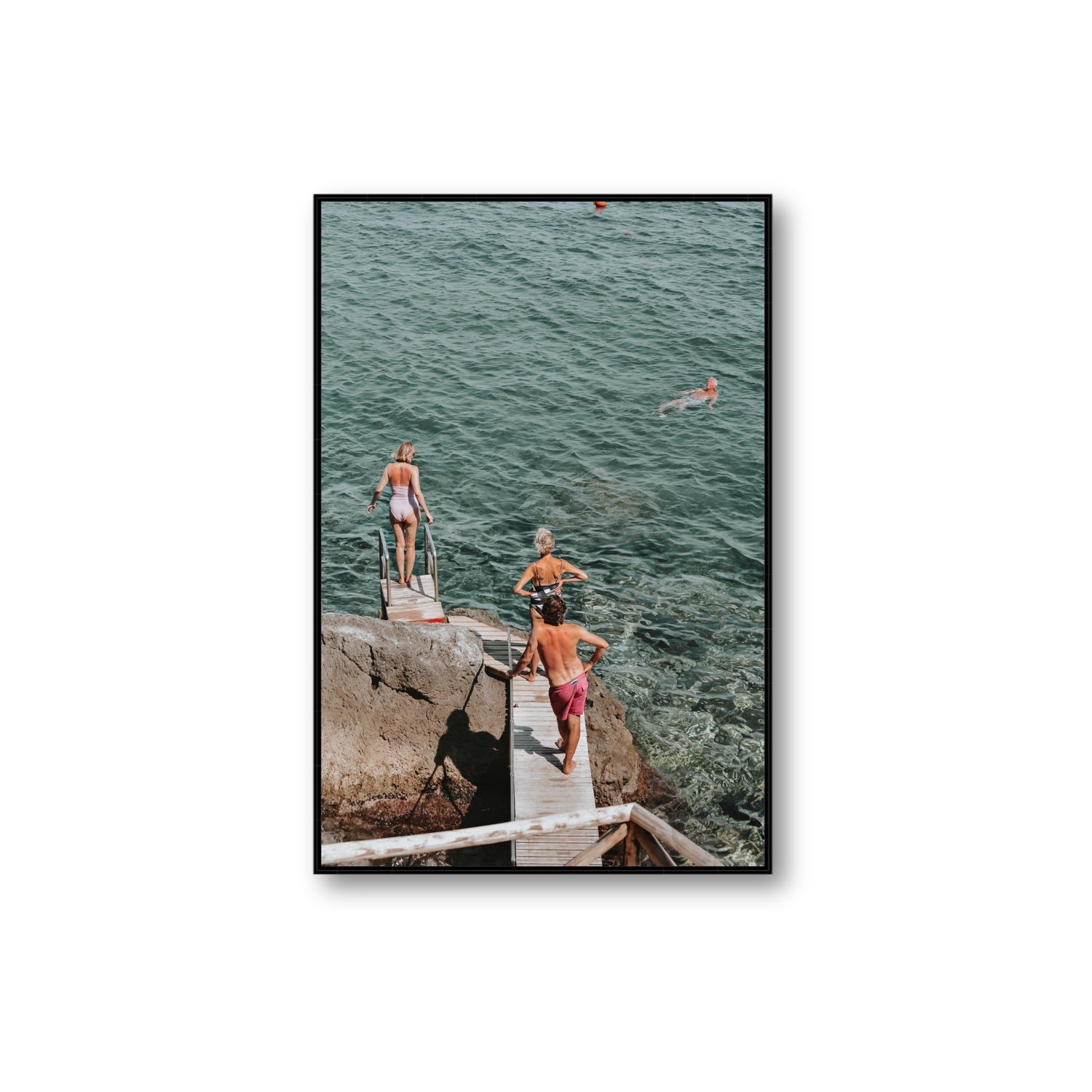 Freewheeling Spirit Tuscany coastal Italian wall art Extra Large fine art canvas in black float frame