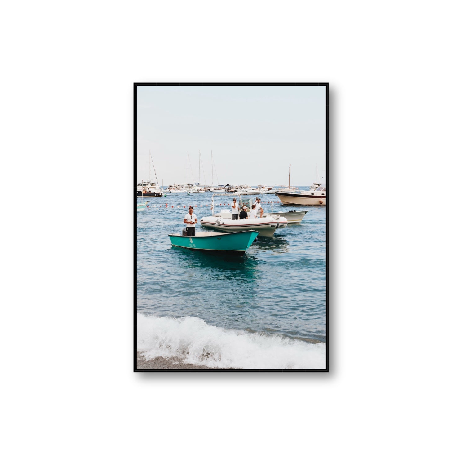 Twilight Tenders Positano wall art Extra Large fine art canvas in black float frame