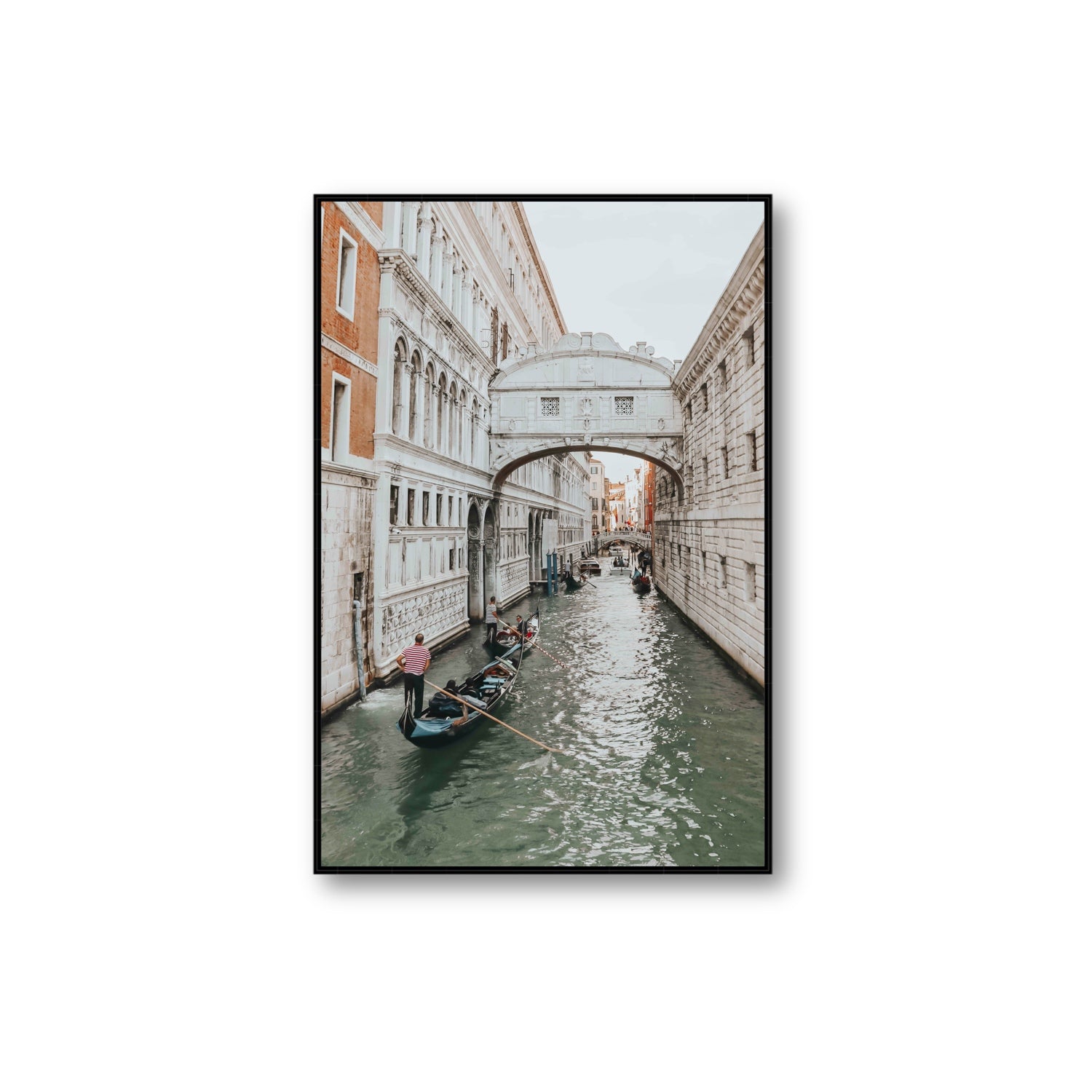Bridge of Sighs Venice Gondola Italian wall art Extra Large fine art canvas in black float frame