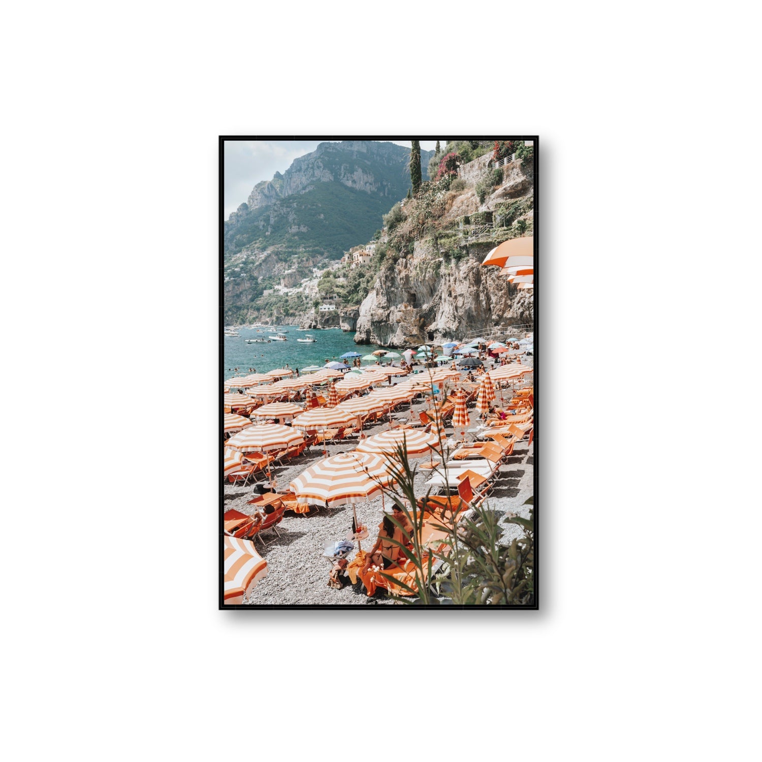 Bagni d'Arienzo Positano decor wall art Extra Large fine art canvas in black float frame