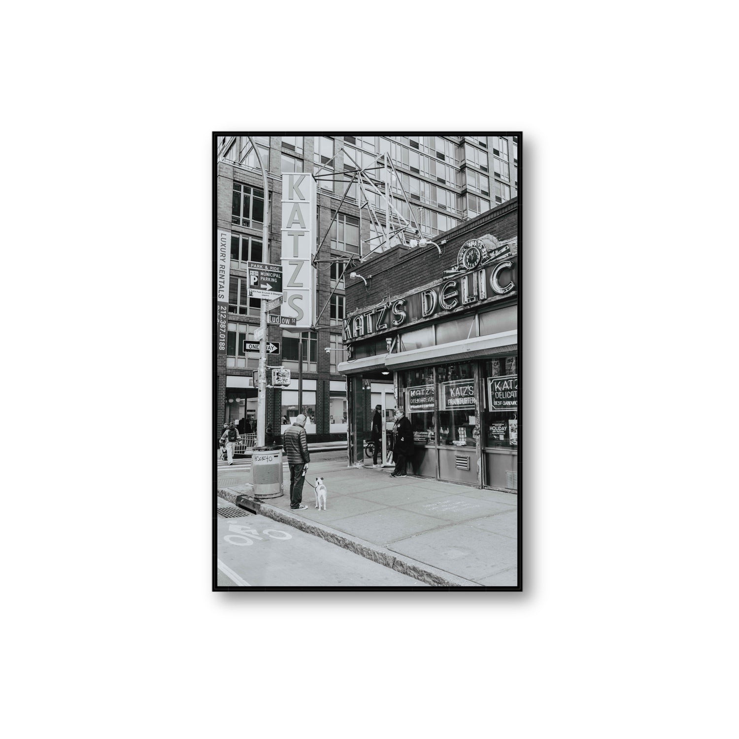 Graphite Gotham New York NYC Black & White wall art Extra Large fine art canvas in black float frame