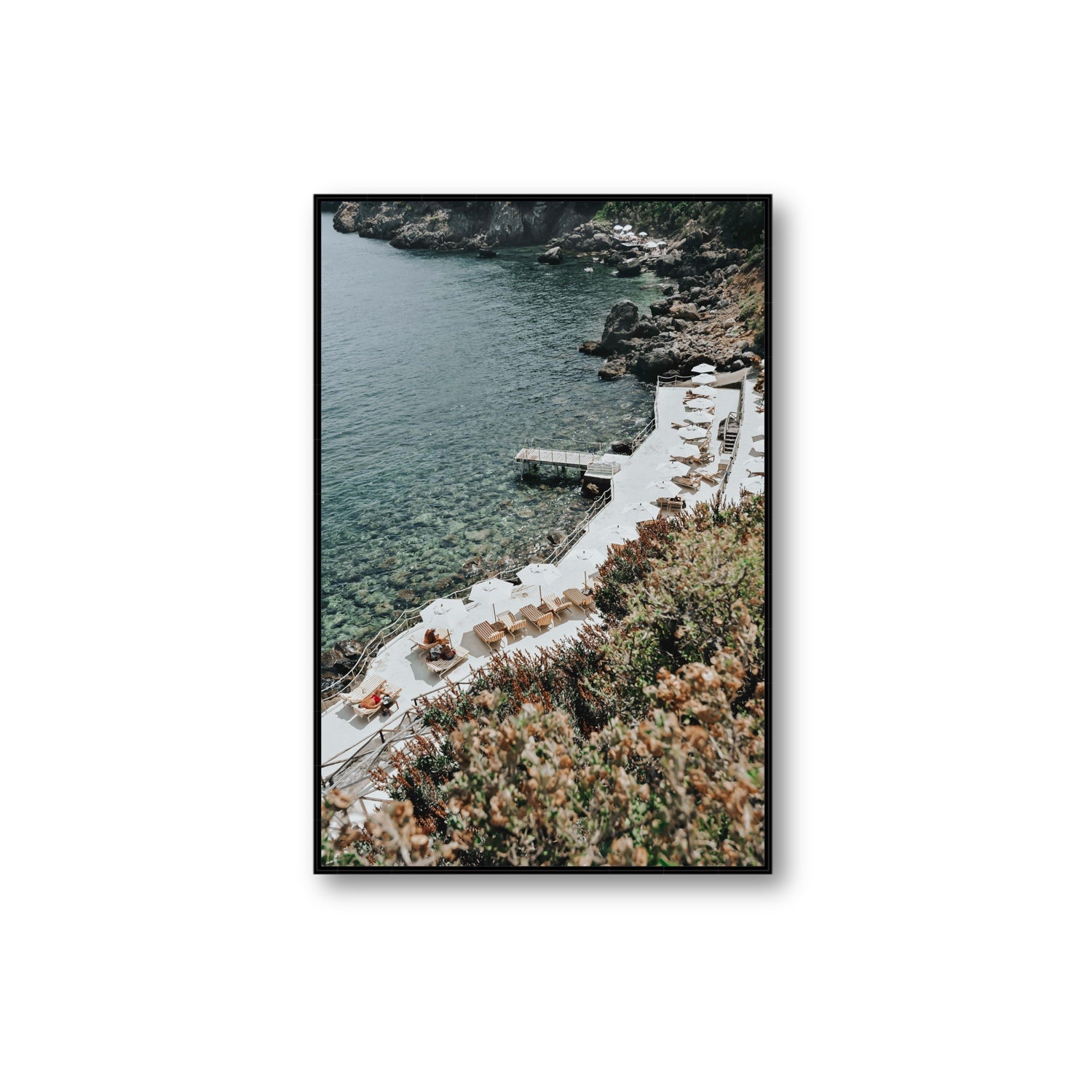 Go Beyond The Postcard Tuscany coastal wall art Extra Large fine art canvas in black float frame