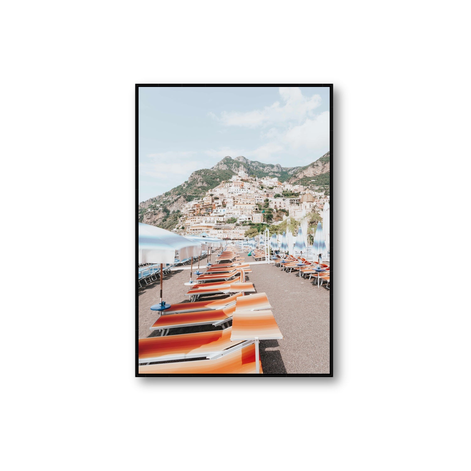 A Symphony of Colours fine art print, Positano, Italy, Extra Large, Black Float Frame, Fine Art Canvas